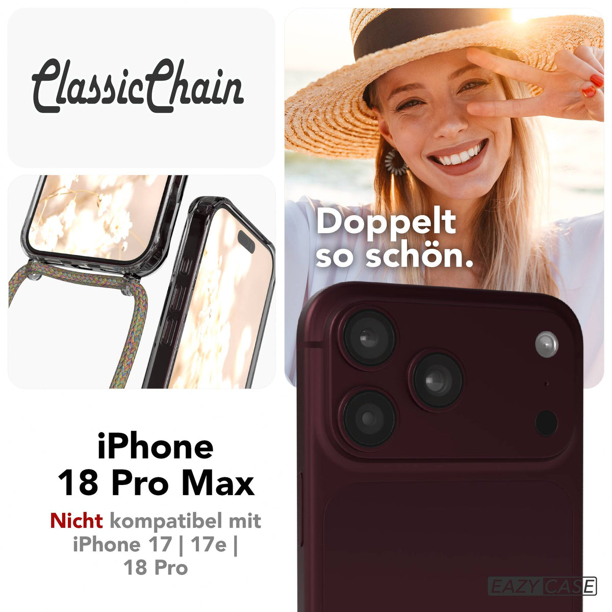 iPhone 18 Pro Max transparente Hülle + Kordel