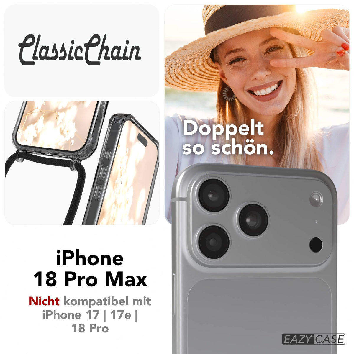iPhone 18 Pro Max transparente Hülle + Kordel