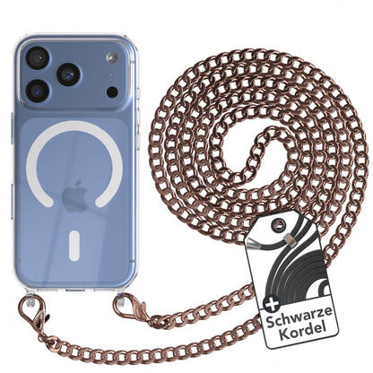 iPhone 18 Pro Hülle mit Metallkette + Schwarze Kordel mit MagSafe