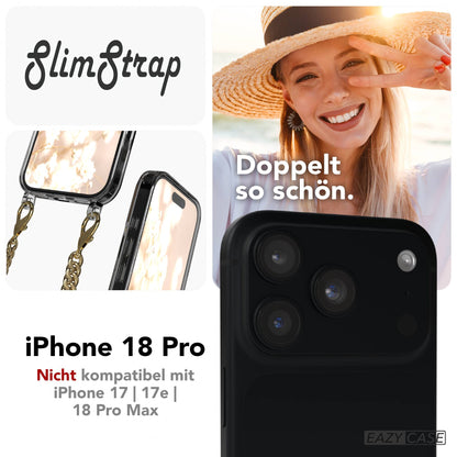 iPhone 18 Pro Hülle mit Metallkette + Schwarze Kordel mit MagSafe