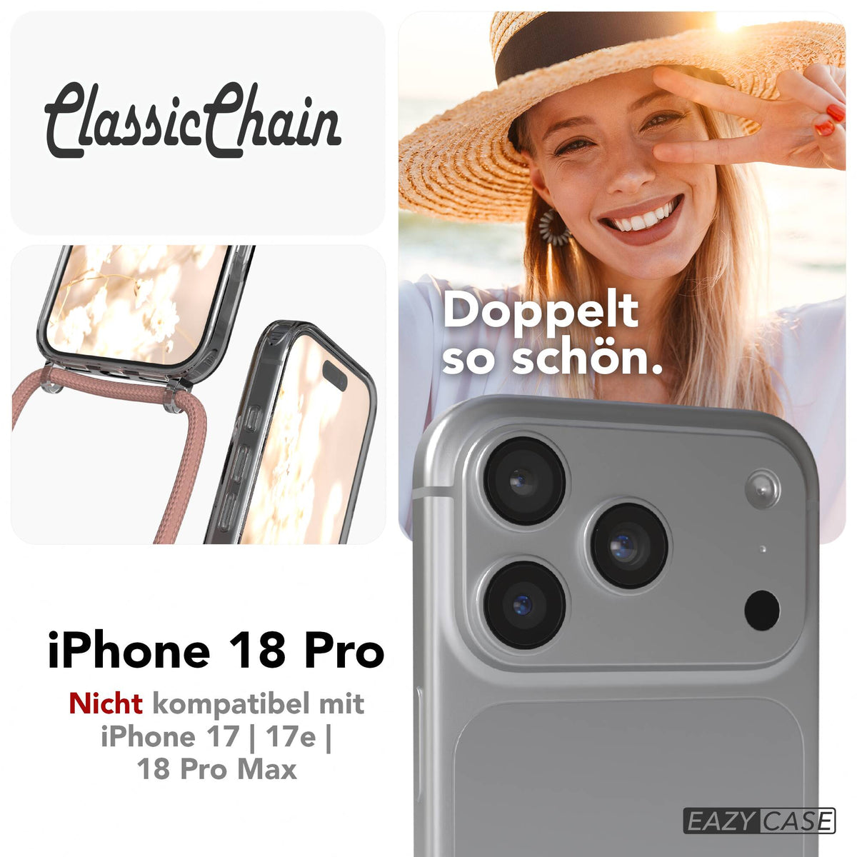 iPhone 18 Pro transparente Hülle + Kordel