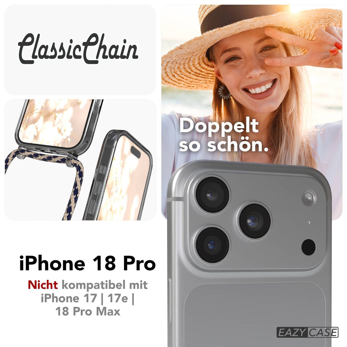 iPhone 18 Pro transparente Hülle + Kordel