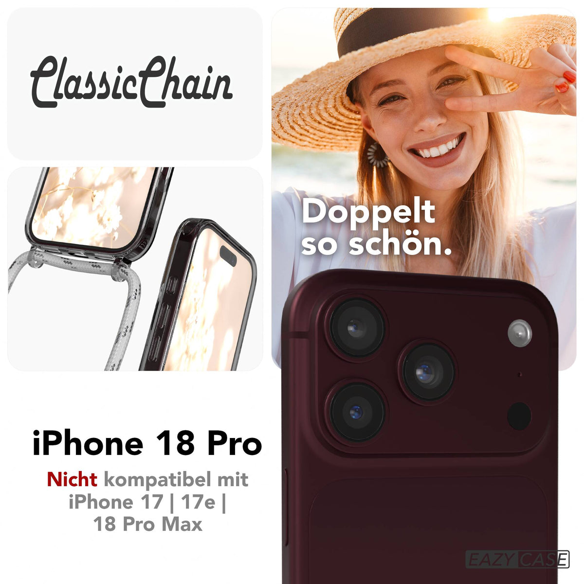 iPhone 18 Pro transparente Hülle + Kordel