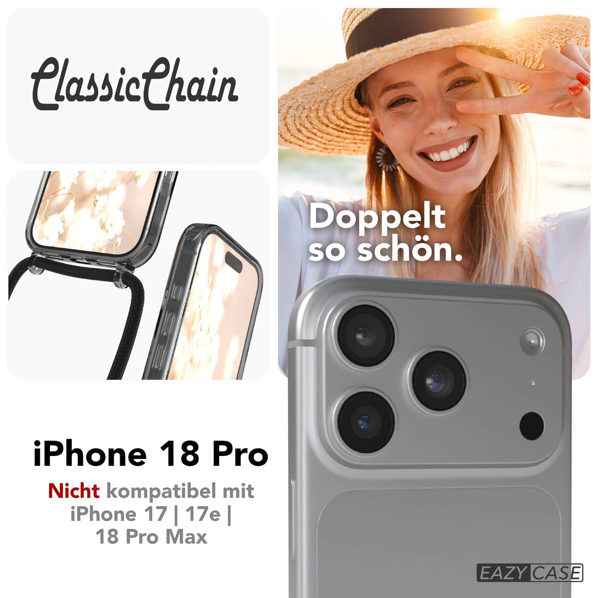 iPhone 18 Pro transparente Hülle + Kordel