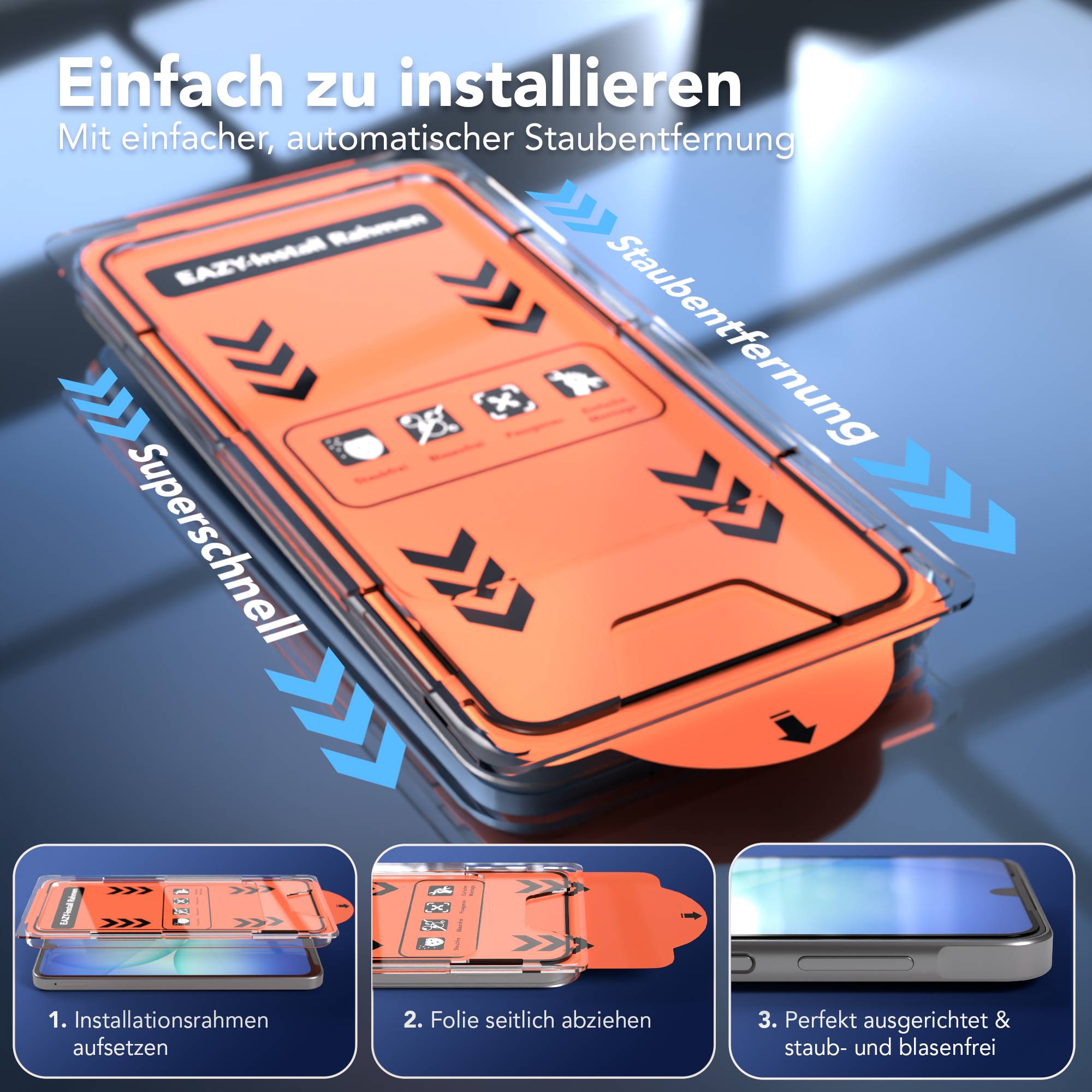 Samsung Galaxy A17 Schutzfolie 2er Set mit Installationsrahmen Displayschutz