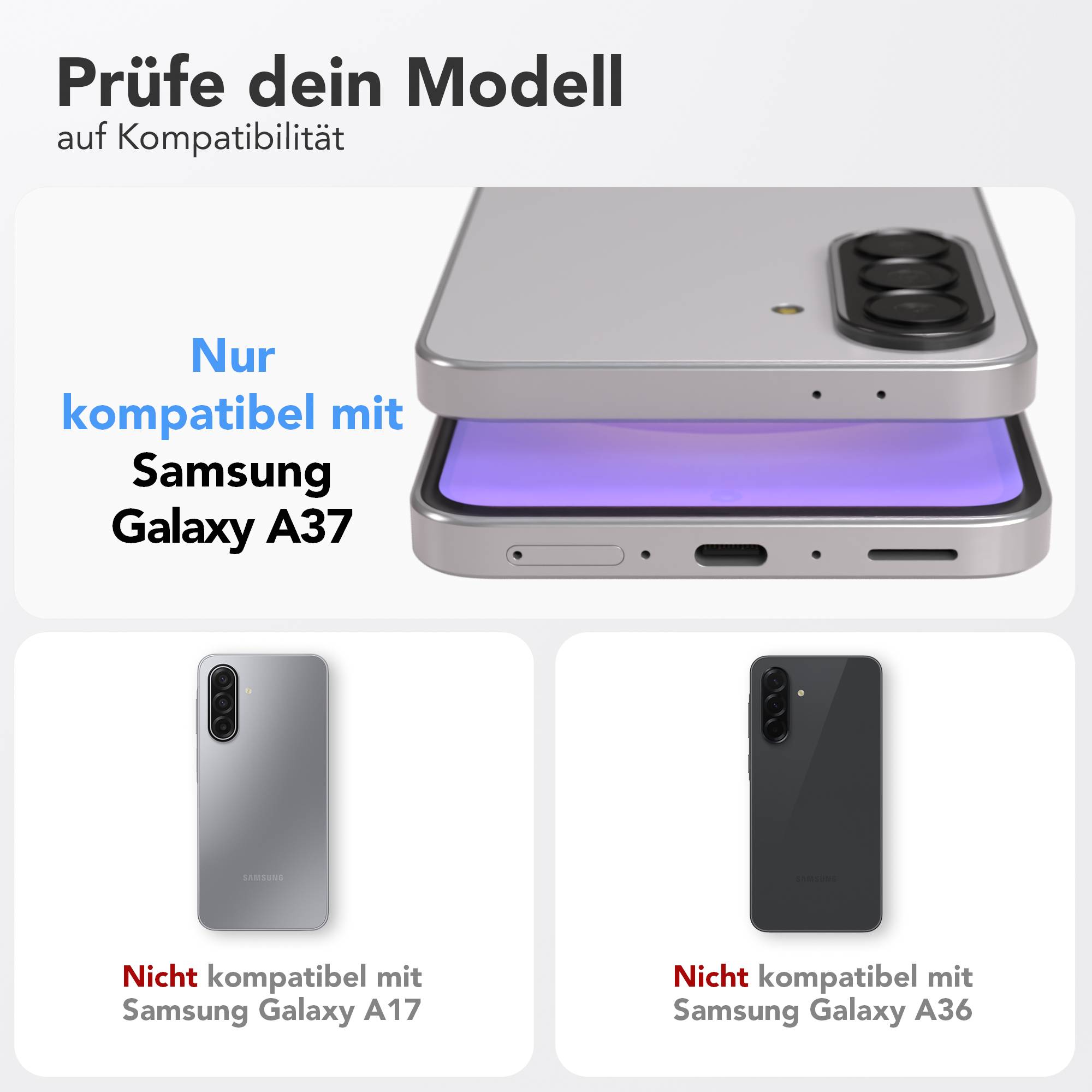 Samsung Galaxy A37 Schutzfolie Set mit Installationsrahmen Displayschutz
