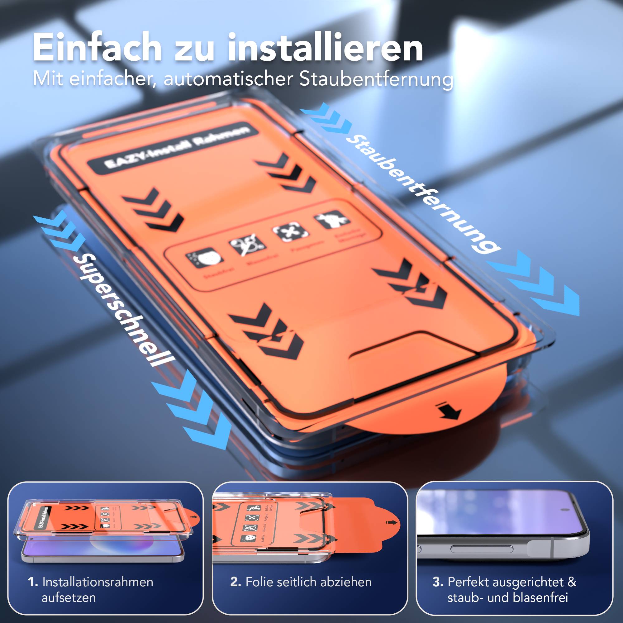 Samsung Galaxy A57 Schutzfolie Set mit Installationsrahmen und Kameraschutz