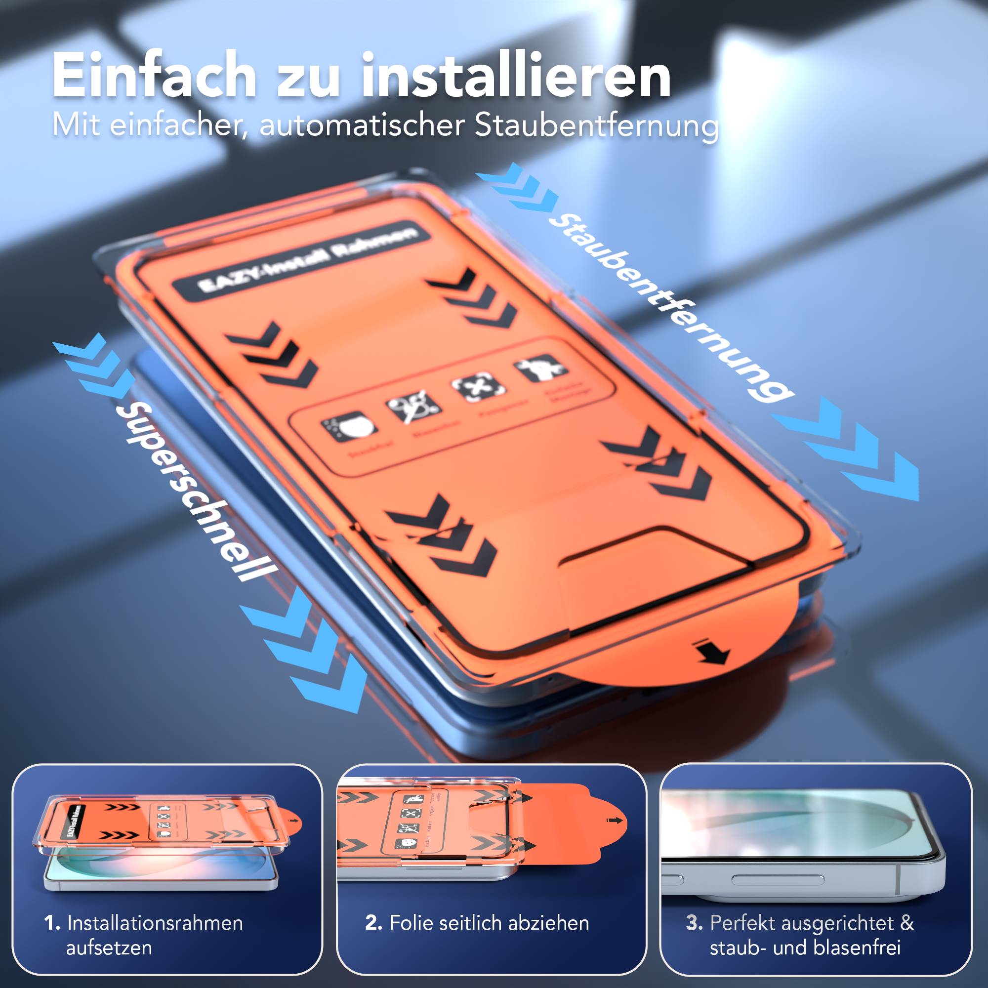 Samsung Galaxy S26 Schutzfolie 2er Set mit Installationsrahmen von EAZY CASE