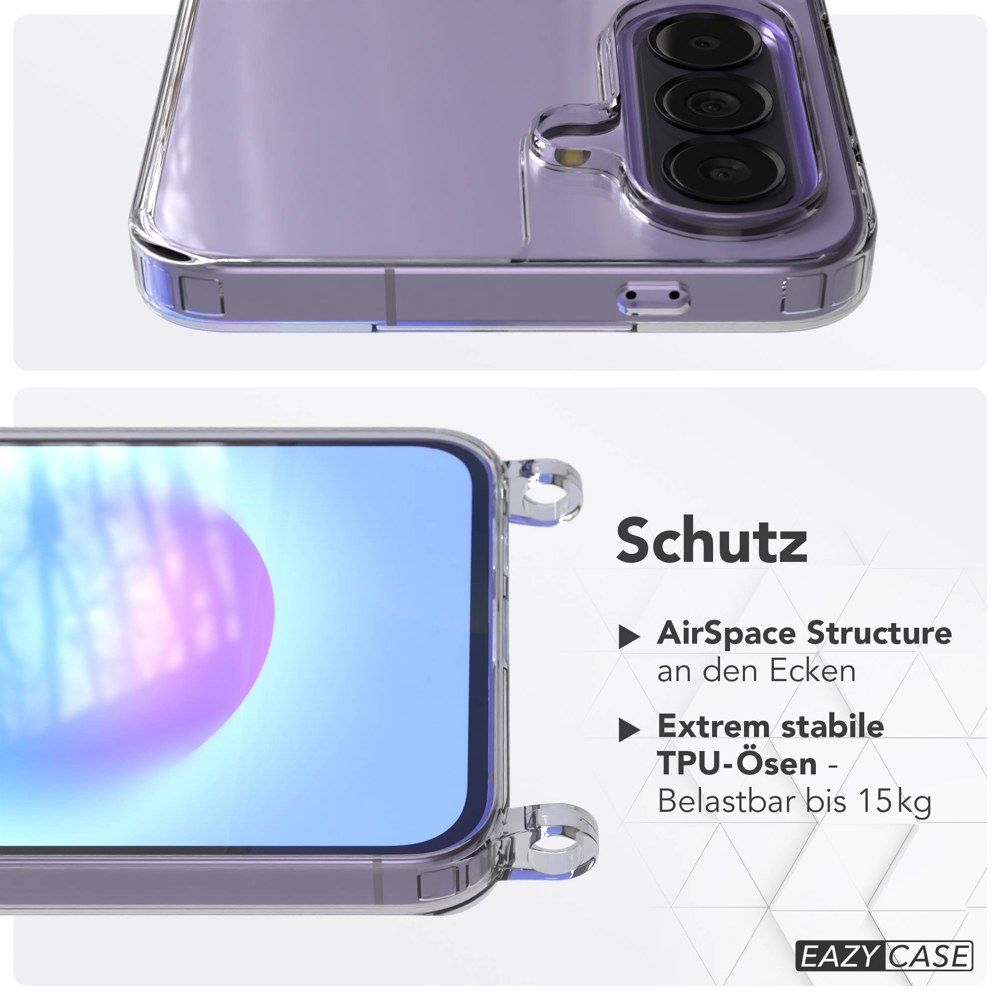 Samsung Galaxy A57 transparente Schutzhülle mit Befestigungsösen für Handyketten