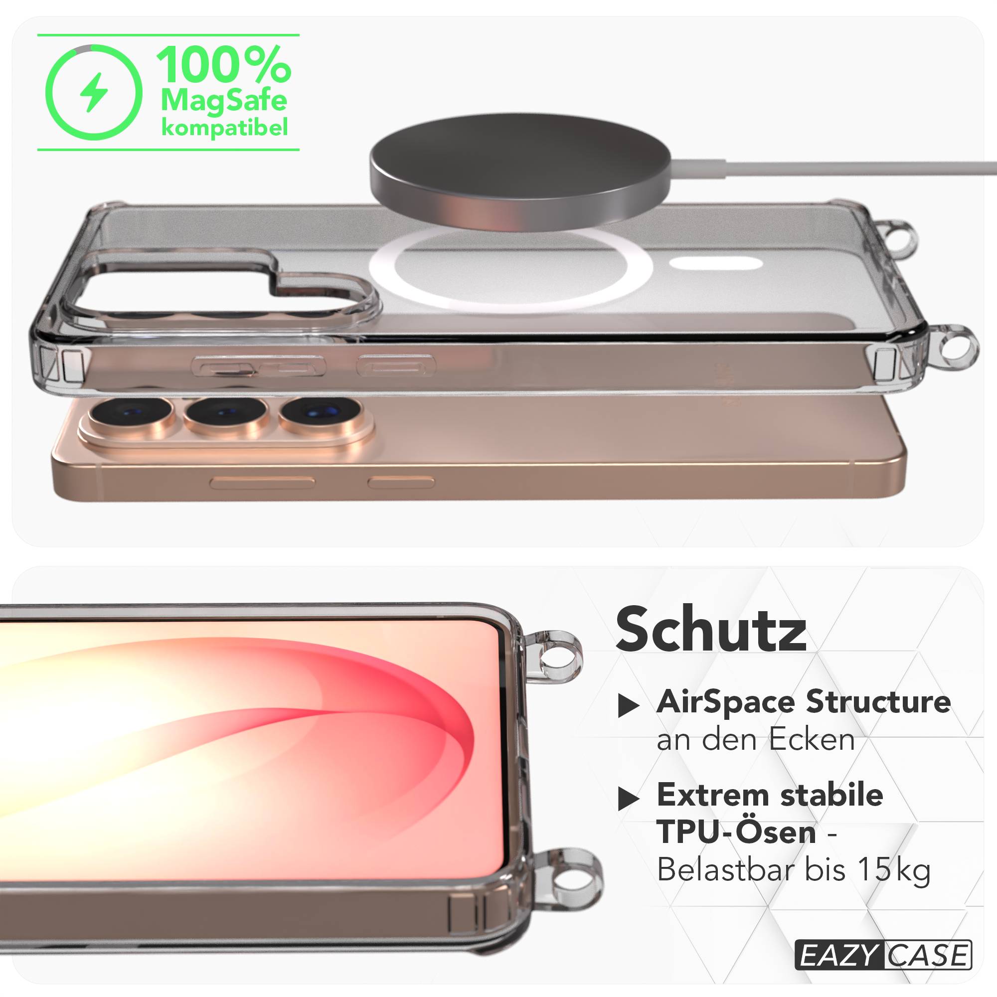 Samsung Galaxy S26 Ultra durchsichtige Schutzhülle mit Handyketten Ösen und MagSafe Ring