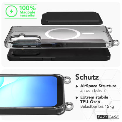 Samsung Galaxy A17 transparente Schutzhülle mit MagSafe und Handyketten Befestigungsösen