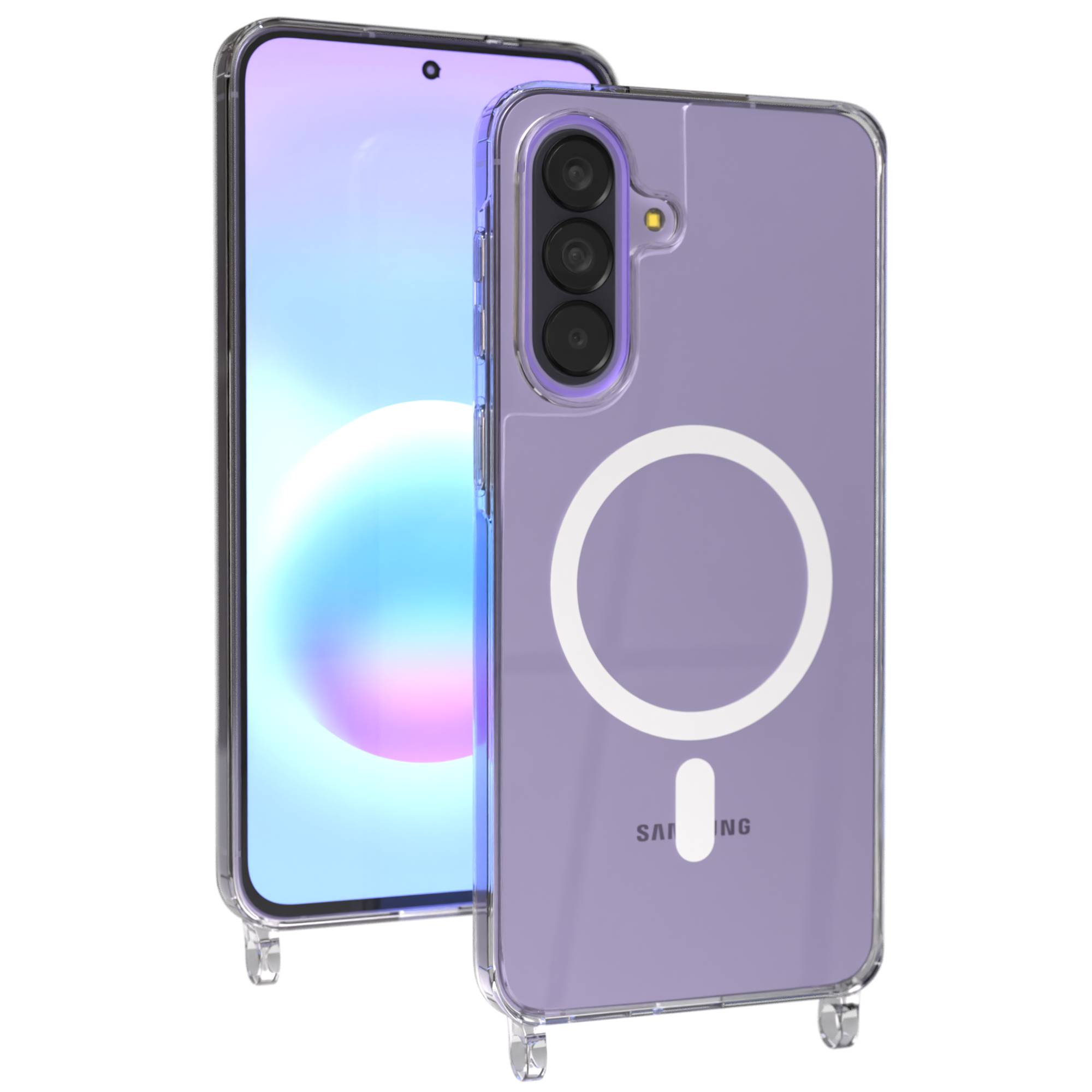 Samsung Galaxy A57 transparente Schutzhülle mit MagSafe und Befestigungsösen für Handyketten