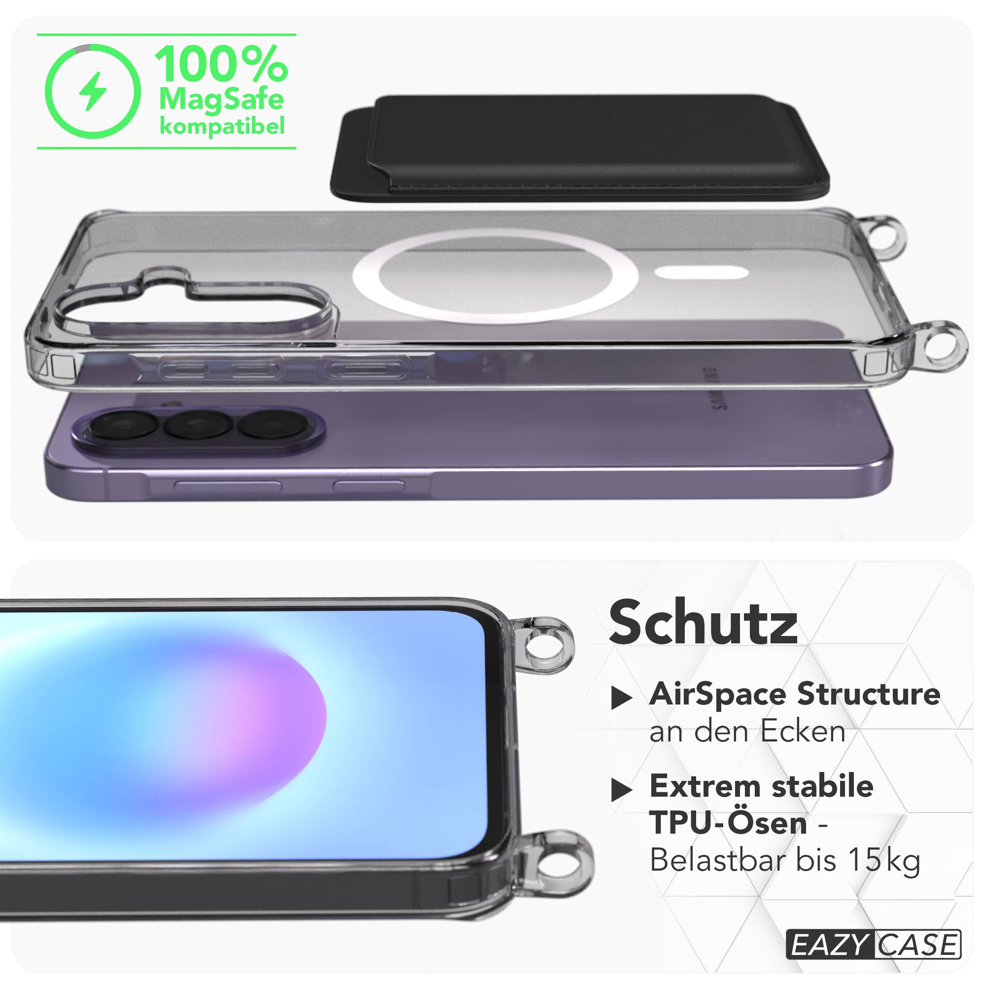 Samsung Galaxy A57 transparente Schutzhülle mit MagSafe und Befestigungsösen für Handyketten