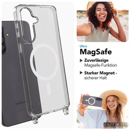 Samsung Galaxy A57 transparente Schutzhülle mit MagSafe und Befestigungsösen für Handyketten