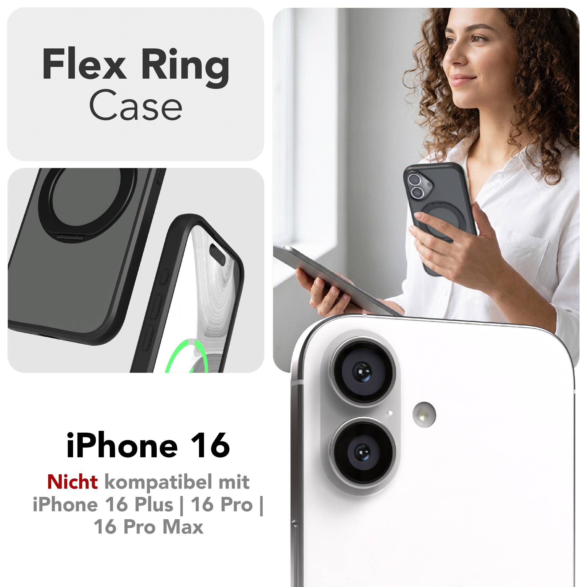 iPhone 16 Bumper Hülle mit drehbarem Ring MagSafe Outdoor Case 