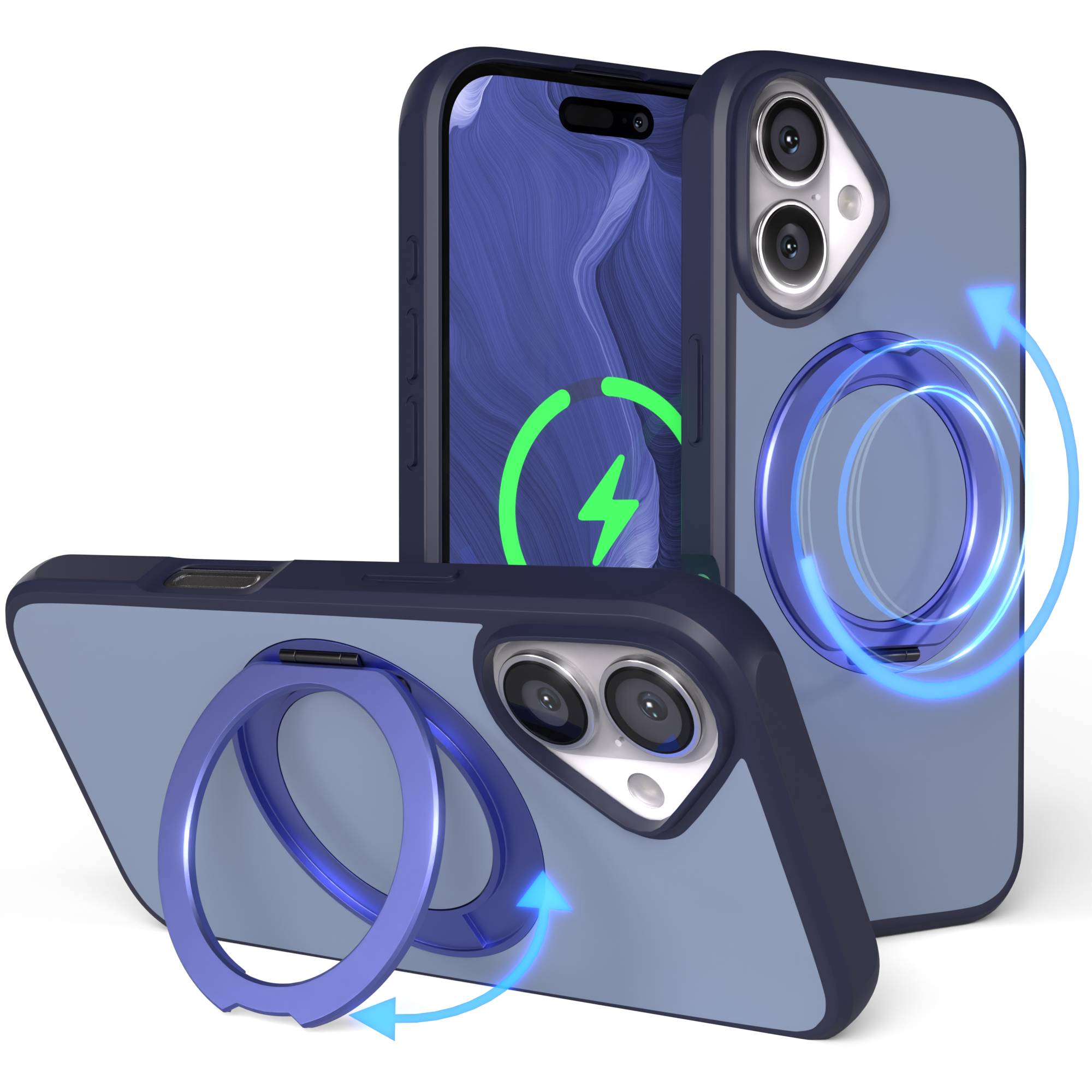 iPhone 16 Bumper Hülle mit drehbarem Ring MagSafe Outdoor Case 