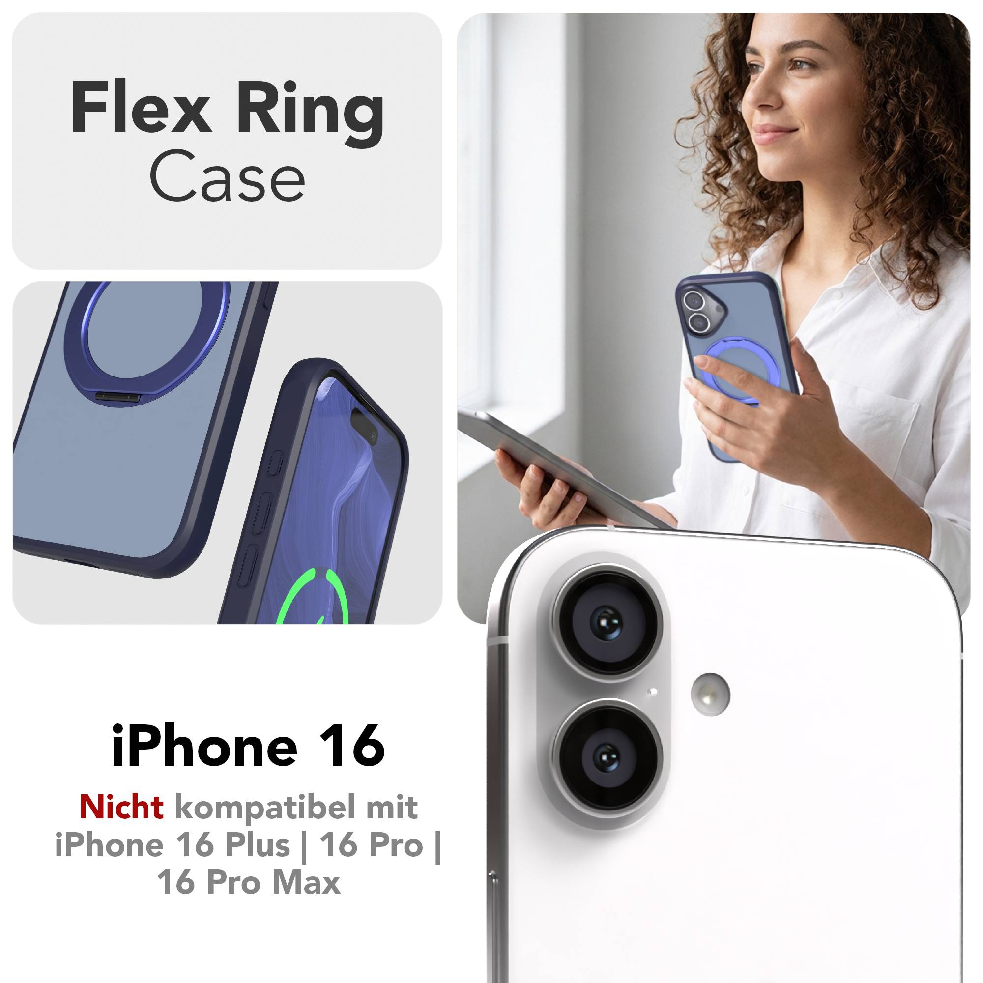 iPhone 16 Bumper Hülle mit drehbarem Ring MagSafe Outdoor Case 