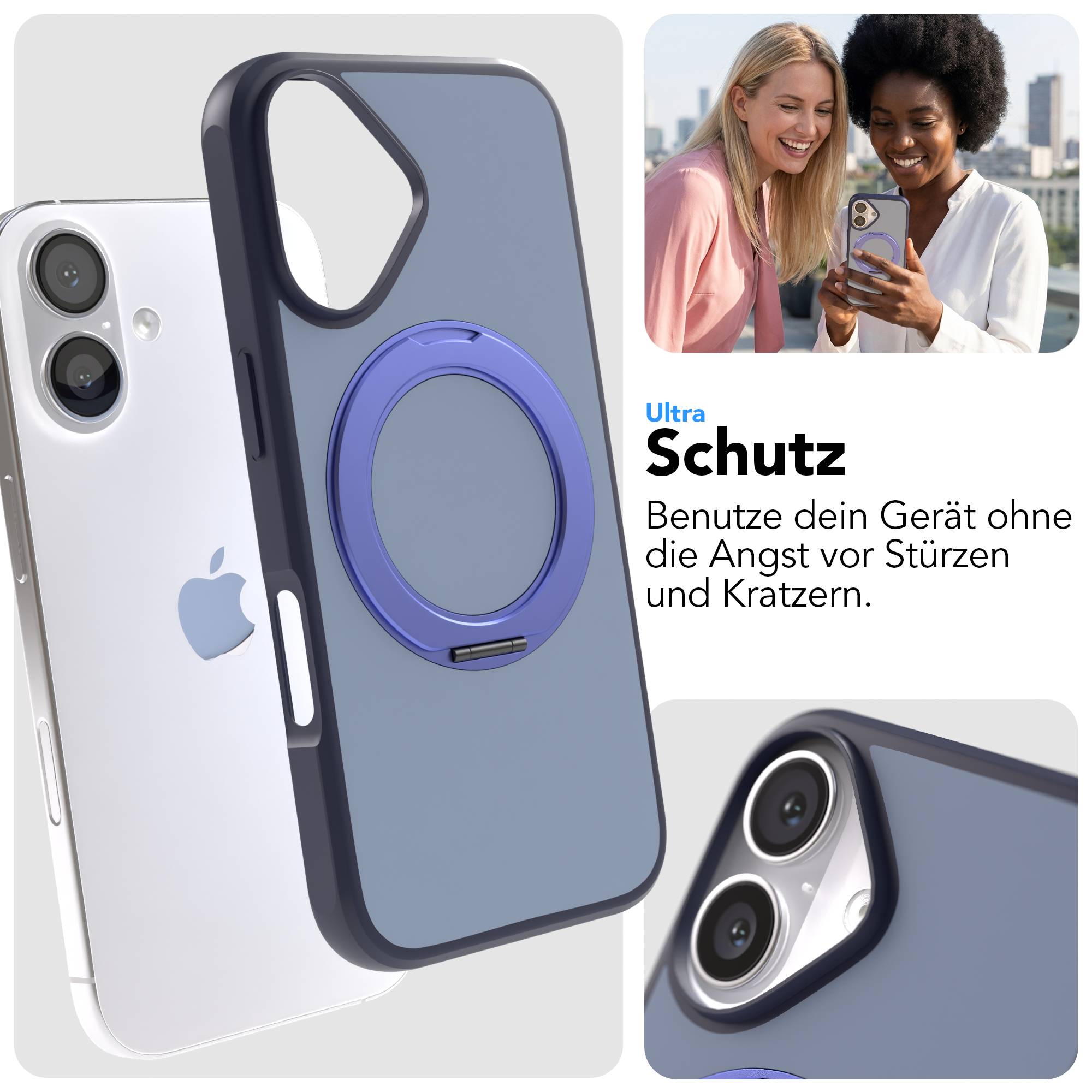 iPhone 16 Bumper Hülle mit drehbarem Ring MagSafe Outdoor Case 