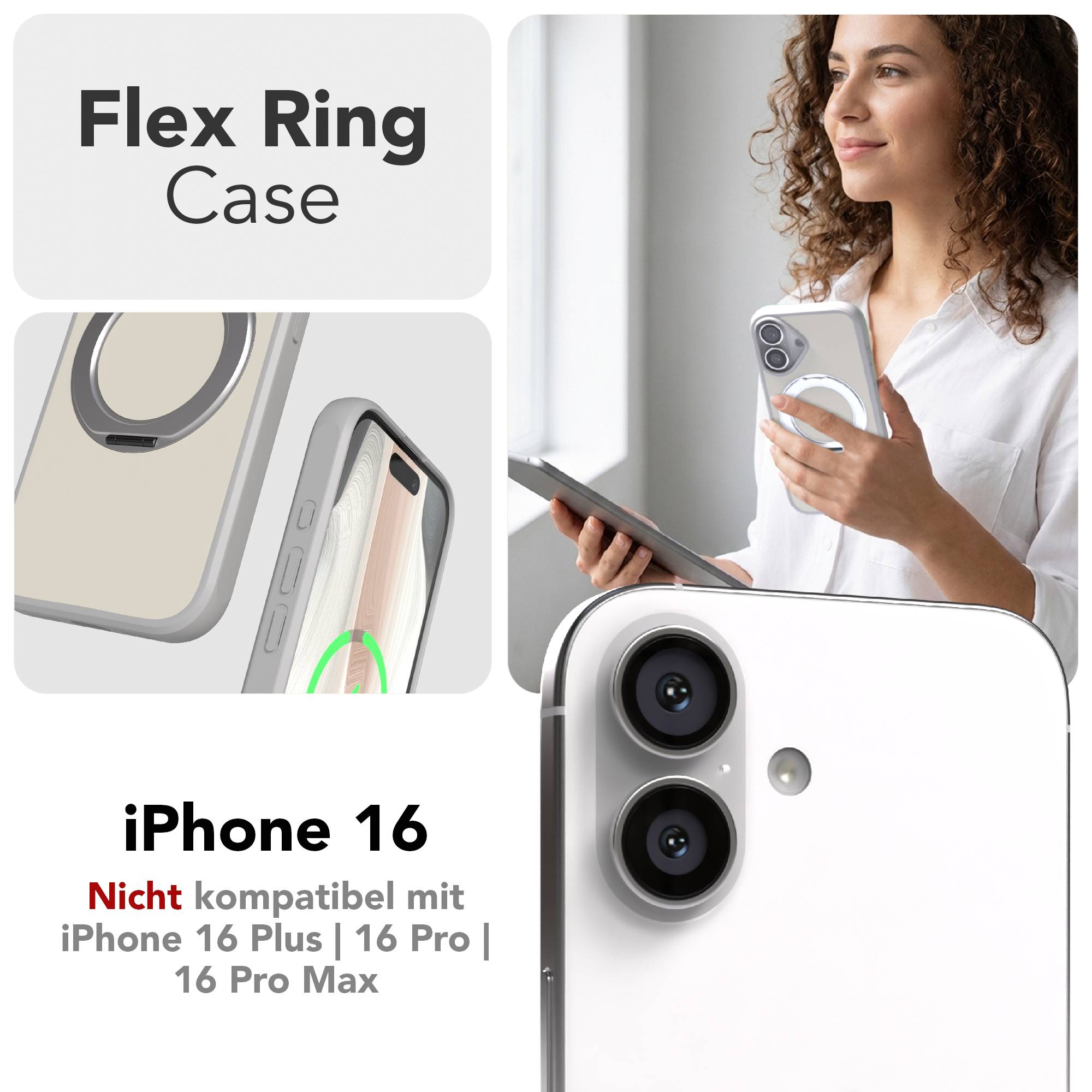iPhone 16 Bumper Hülle mit drehbarem Ring MagSafe Outdoor Case 
