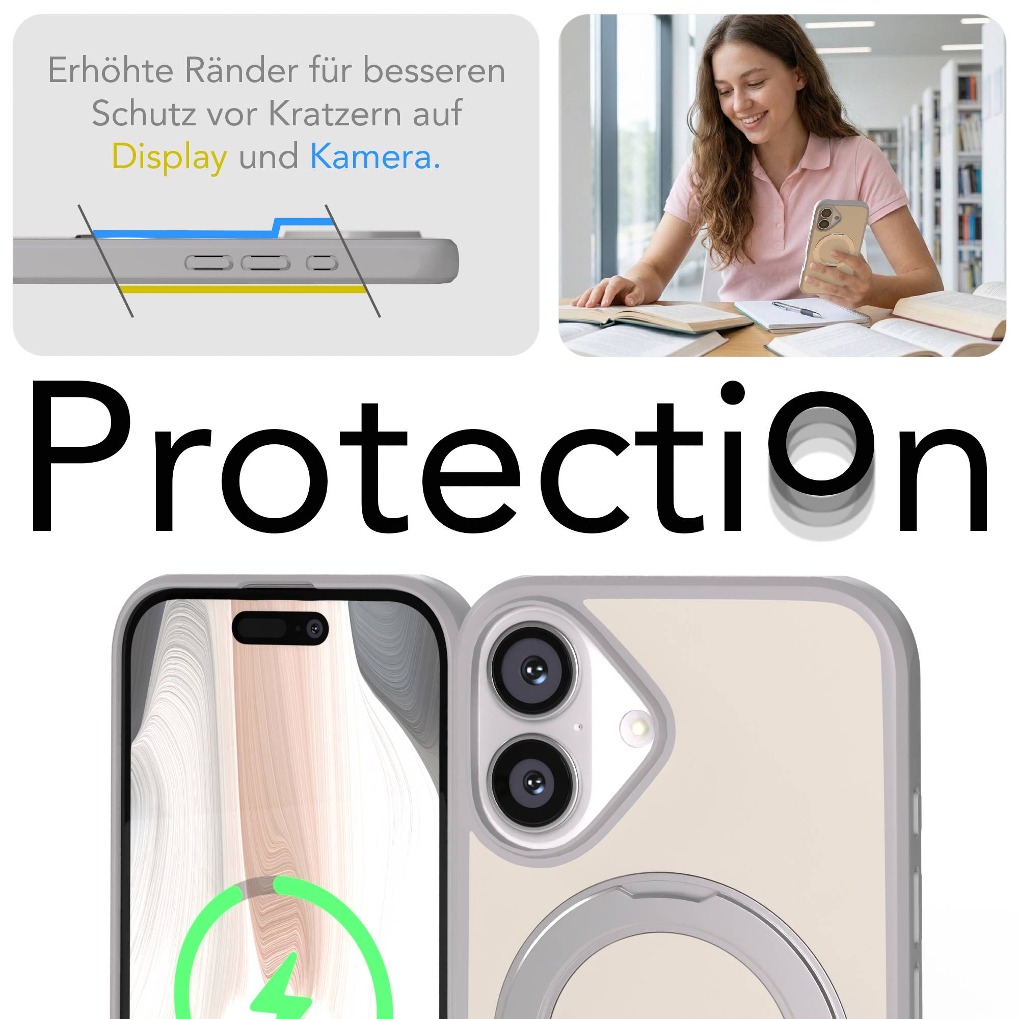 iPhone 16 Bumper Hülle mit drehbarem Ring MagSafe Outdoor Case 