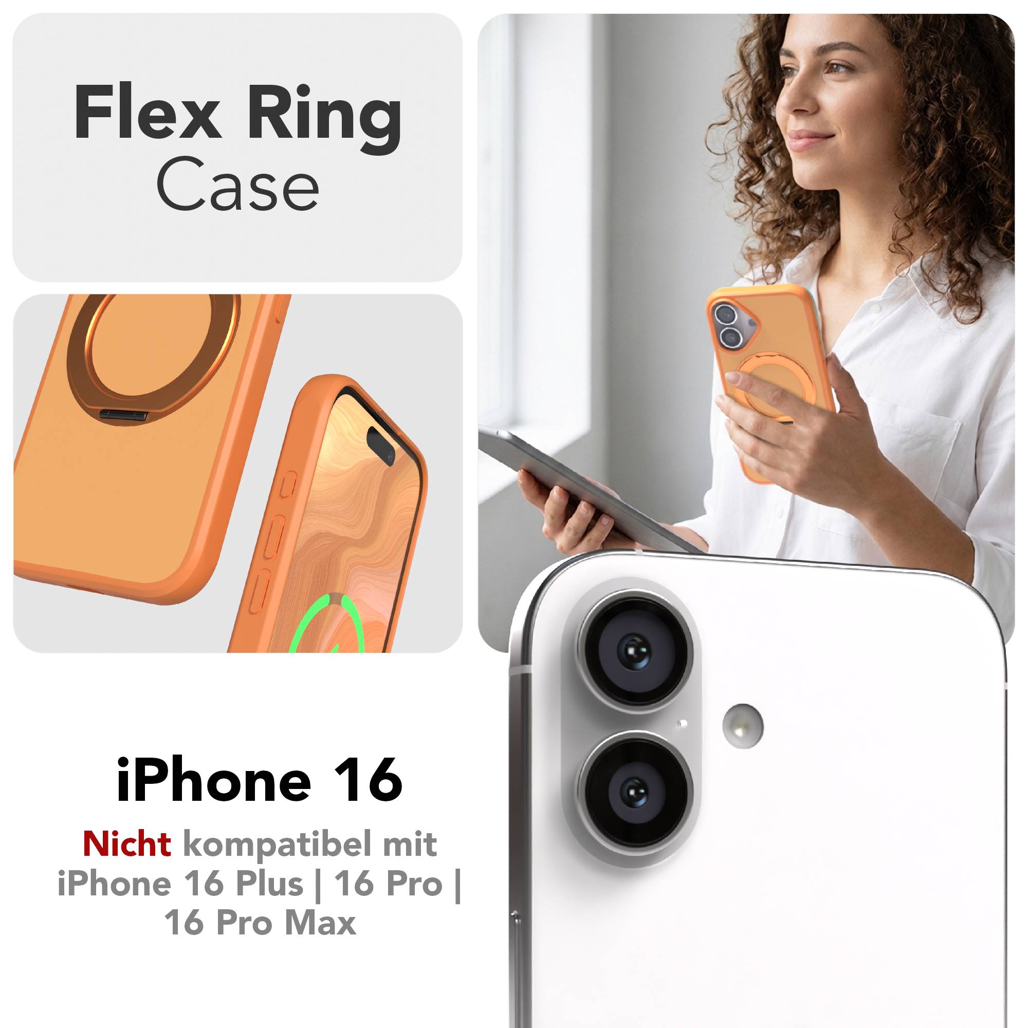 iPhone 16 Bumper Hülle mit drehbarem Ring MagSafe Outdoor Case 