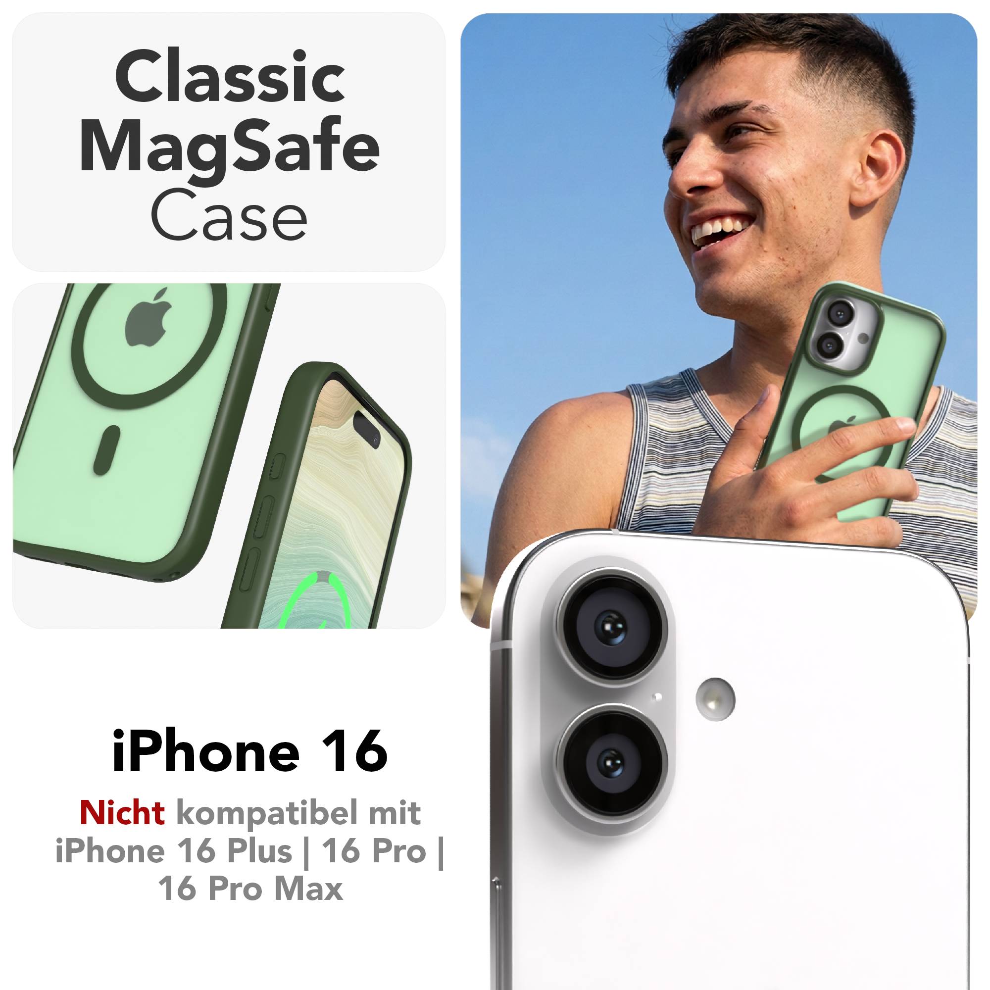Apple iPhone 16 Bumper Hülle mit MagSafe Funktion und Kameraschutz 