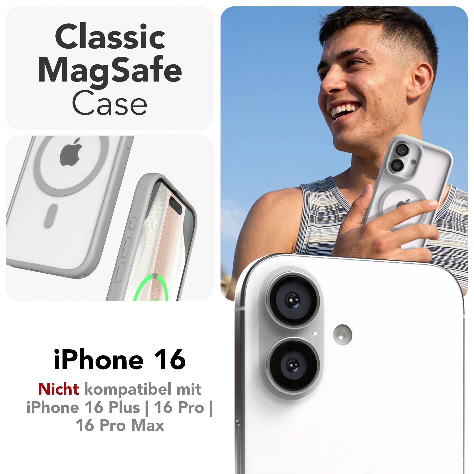 Apple iPhone 16 Bumper Hülle mit MagSafe Funktion und Kameraschutz 