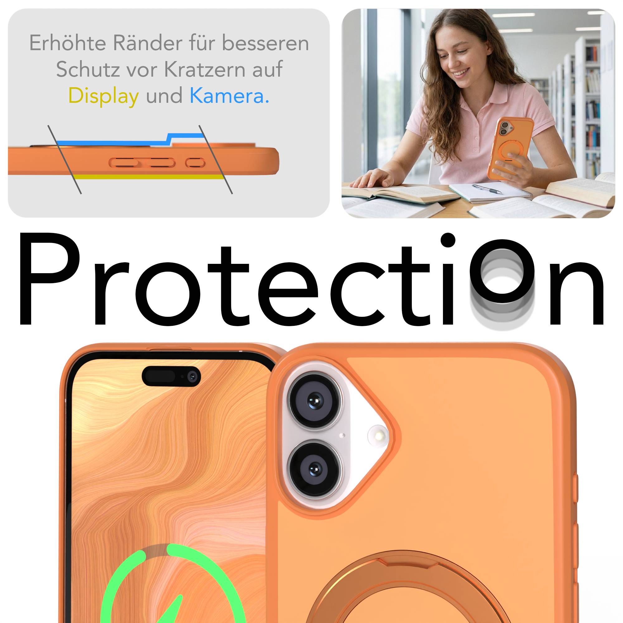 iPhone 16 Plus Bumper Hülle mit drehbarem Ring und MagSafe Funktion 