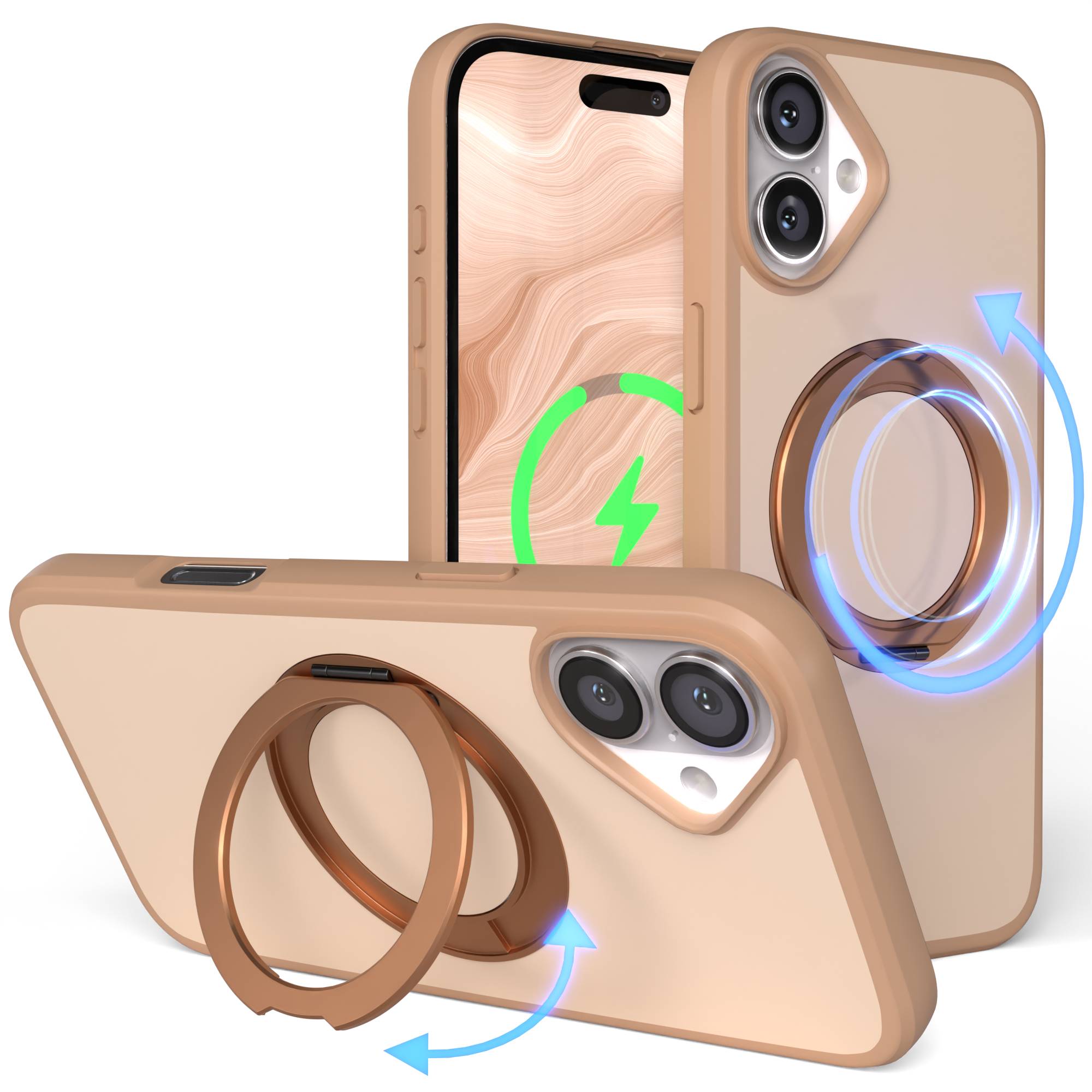 iPhone 16 Plus Bumper Hülle mit drehbarem Ring und MagSafe Funktion 