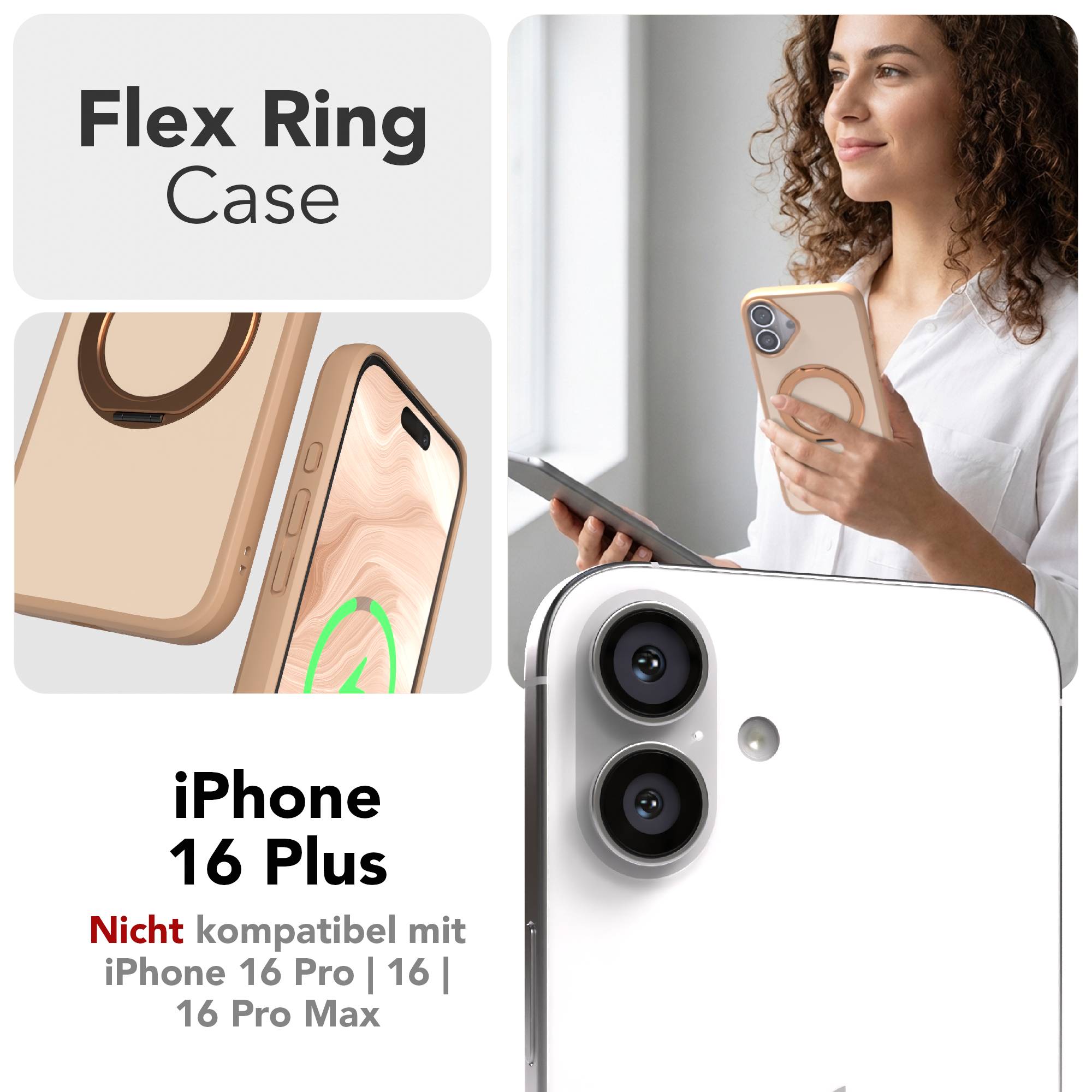 iPhone 16 Plus Bumper Hülle mit drehbarem Ring und MagSafe Funktion 