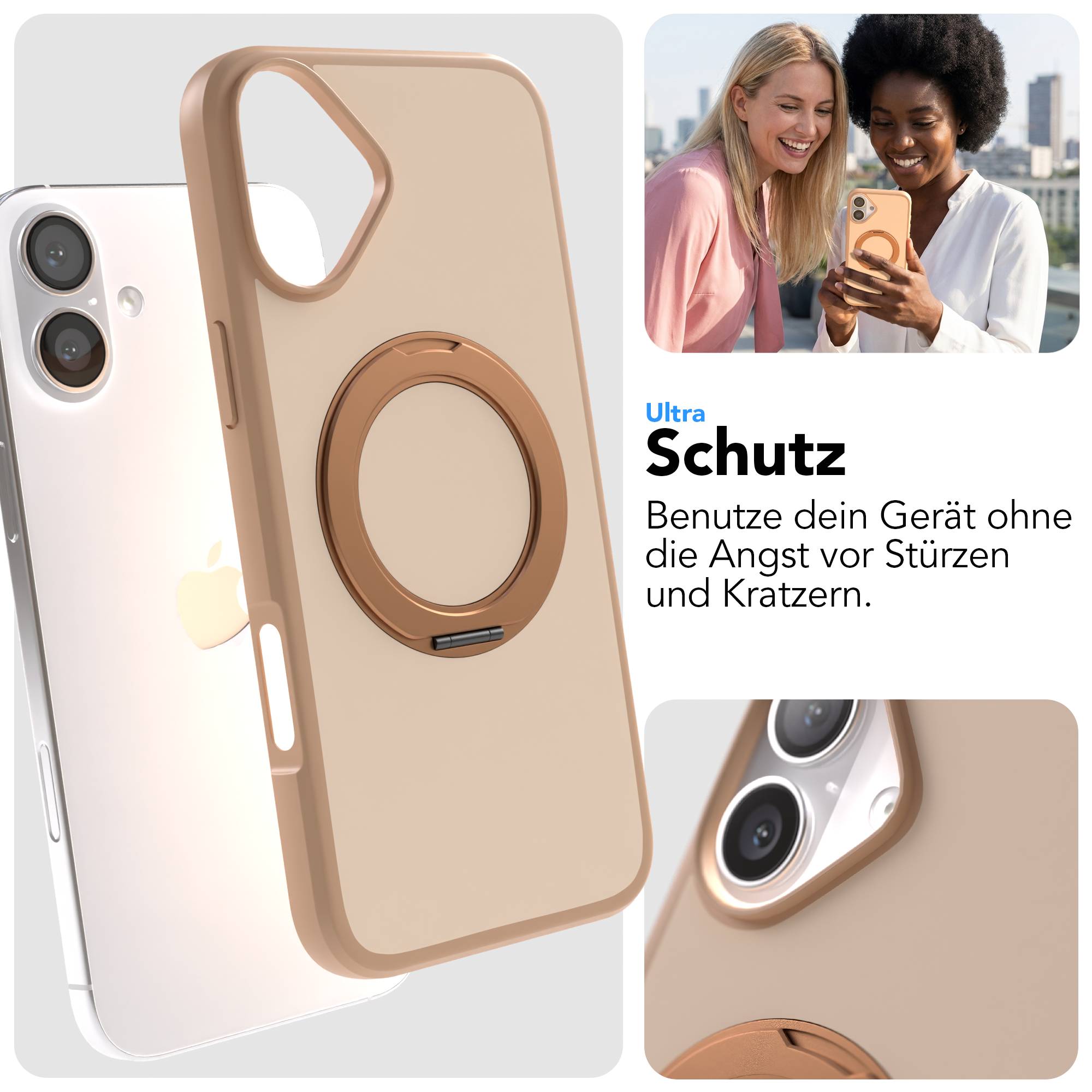 iPhone 16 Plus Bumper Hülle mit drehbarem Ring und MagSafe Funktion 