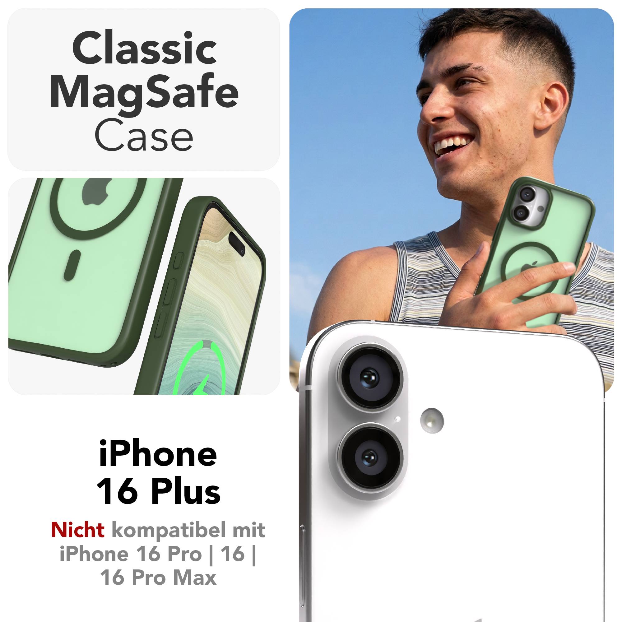 iPhone 16 Plus Outdoor Bumper Hülle mit MagSafe Magnetring 