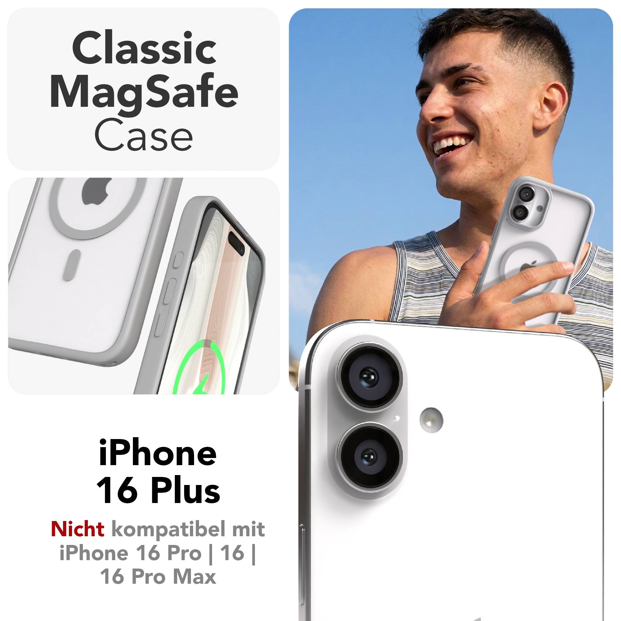 iPhone 16 Plus Outdoor Bumper Hülle mit MagSafe Magnetring 
