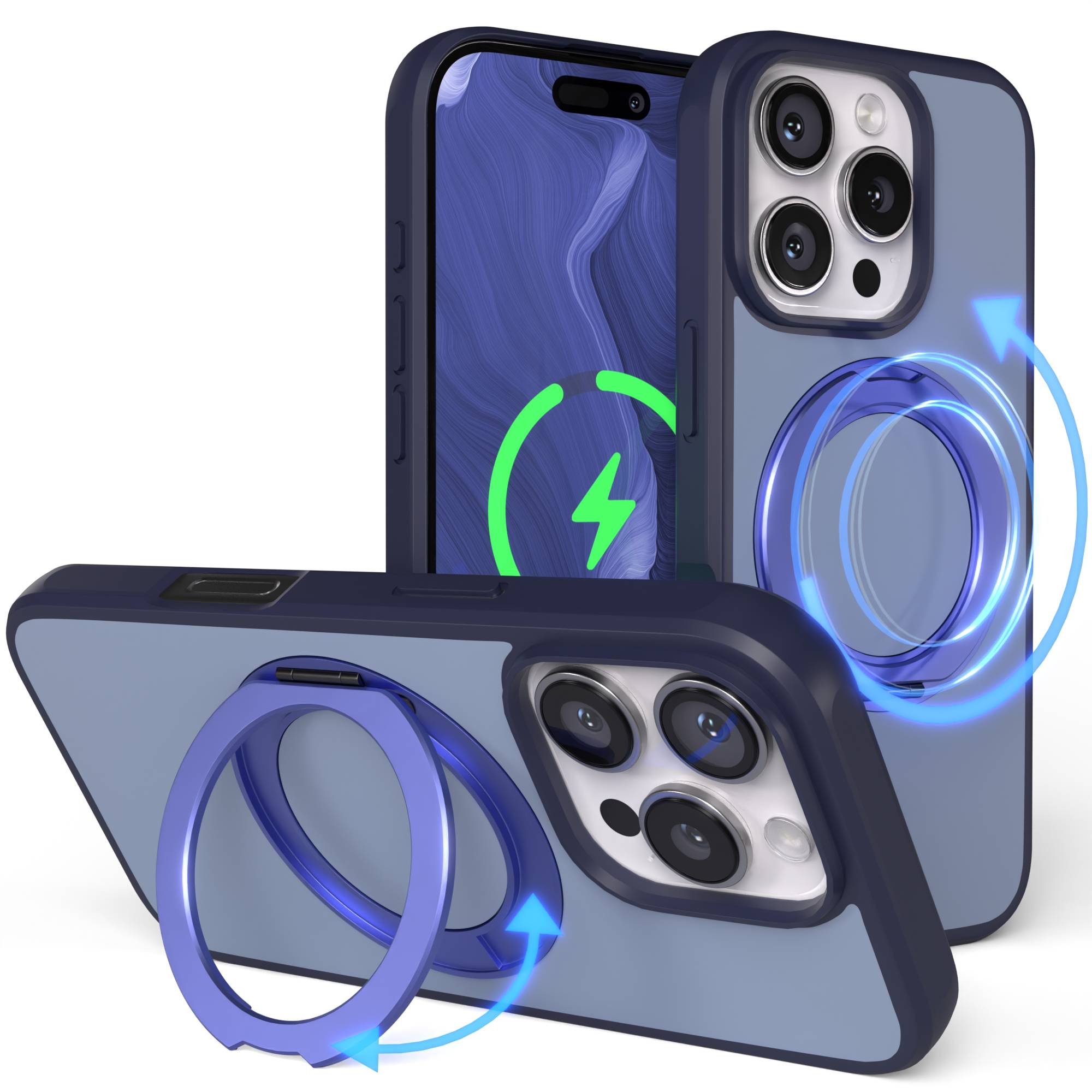 iPhone 16 Pro Bumper Hülle mit drehbarem Ring und MagSafe Funktion 