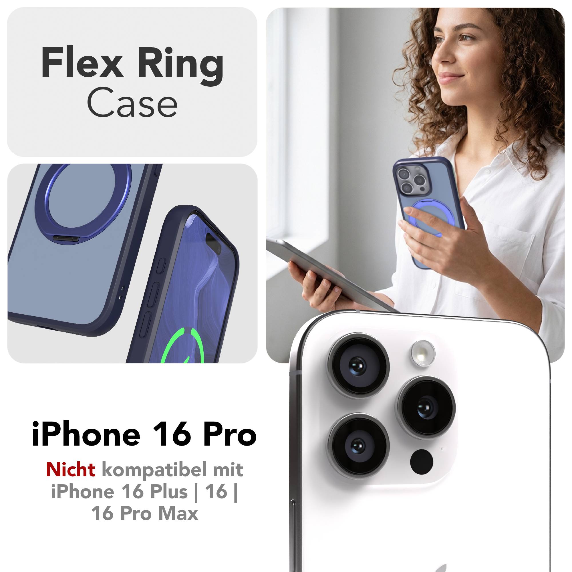 iPhone 16 Pro Bumper Hülle mit drehbarem Ring und MagSafe Funktion 