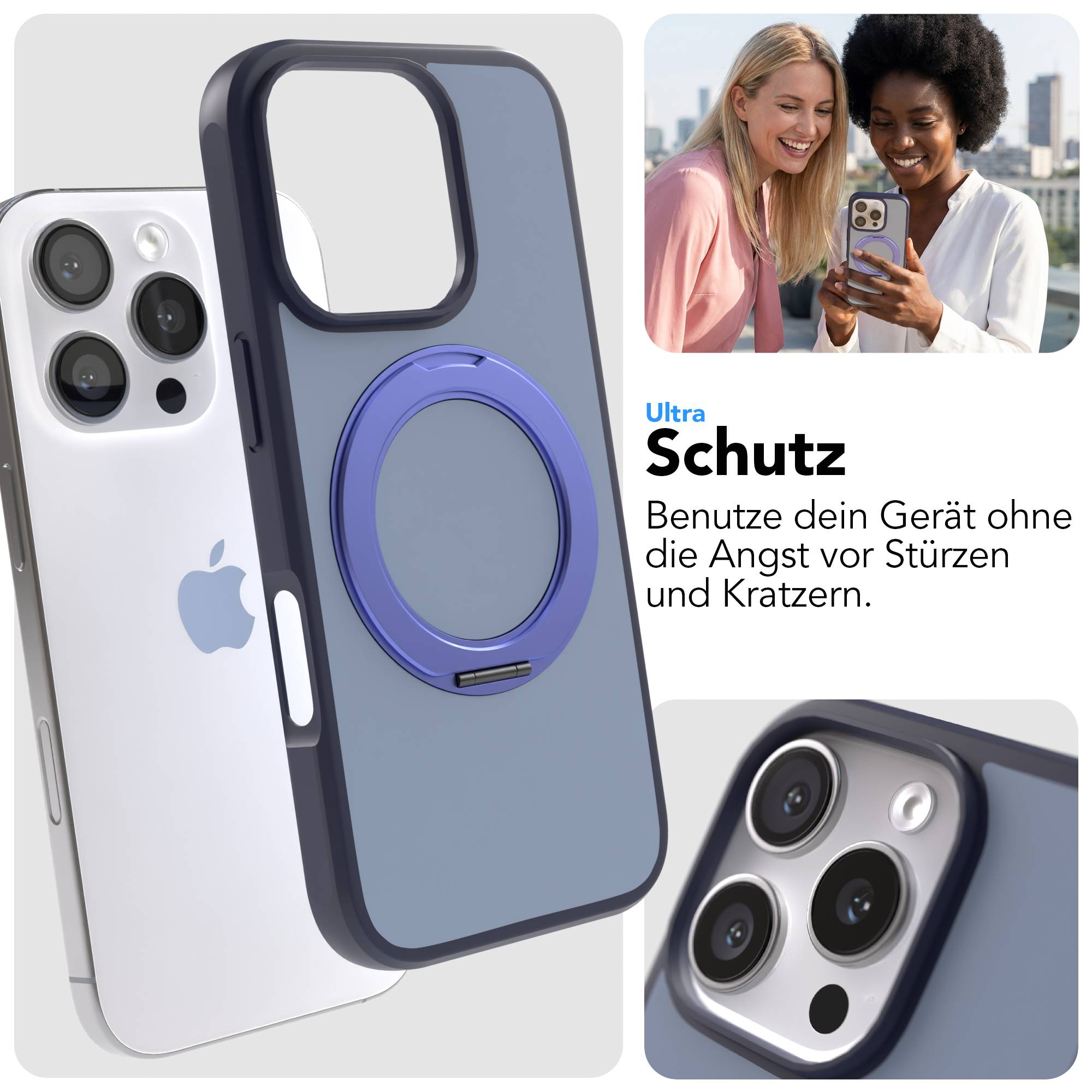 iPhone 16 Pro Bumper Hülle mit drehbarem Ring und MagSafe Funktion 