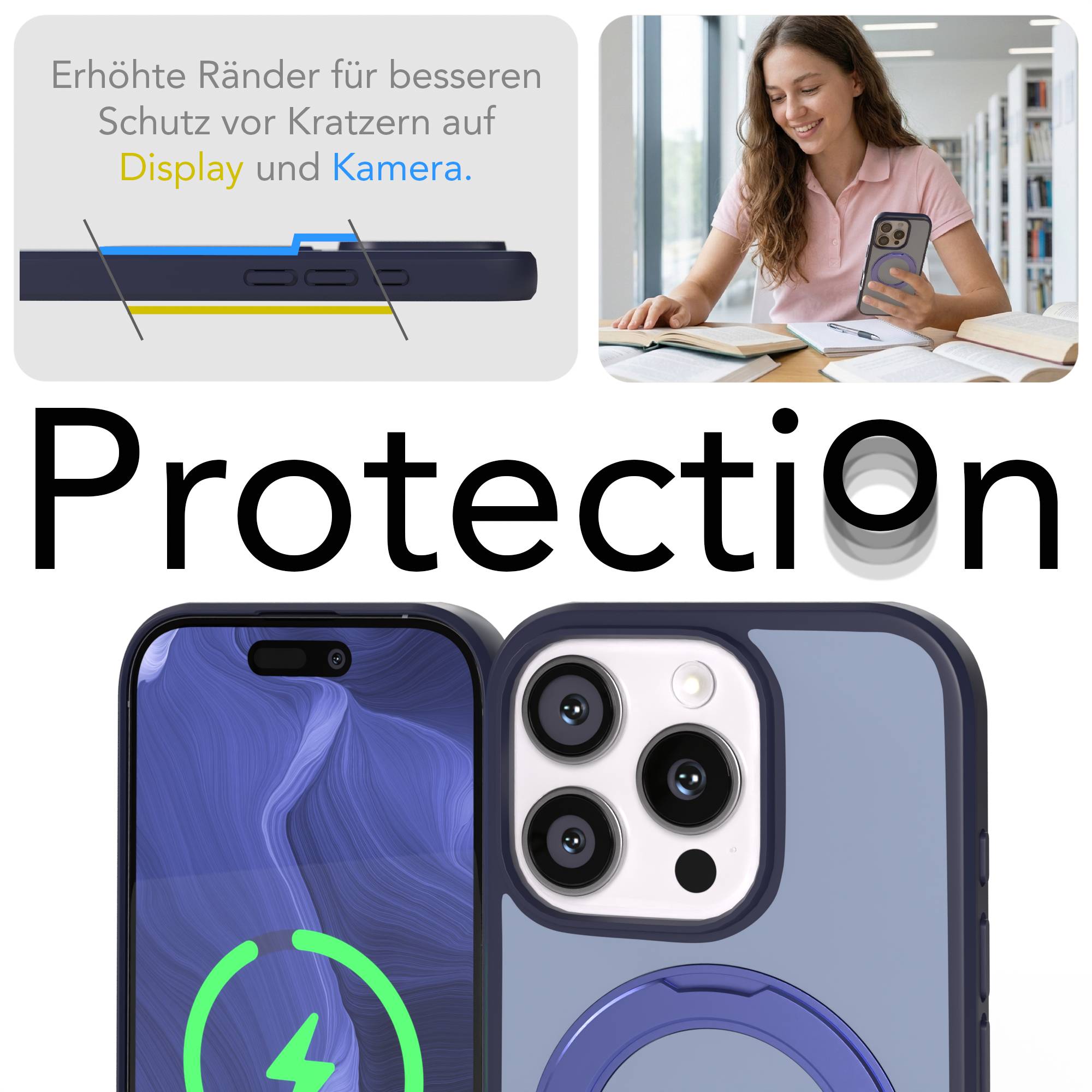 iPhone 16 Pro Bumper Hülle mit drehbarem Ring und MagSafe Funktion 