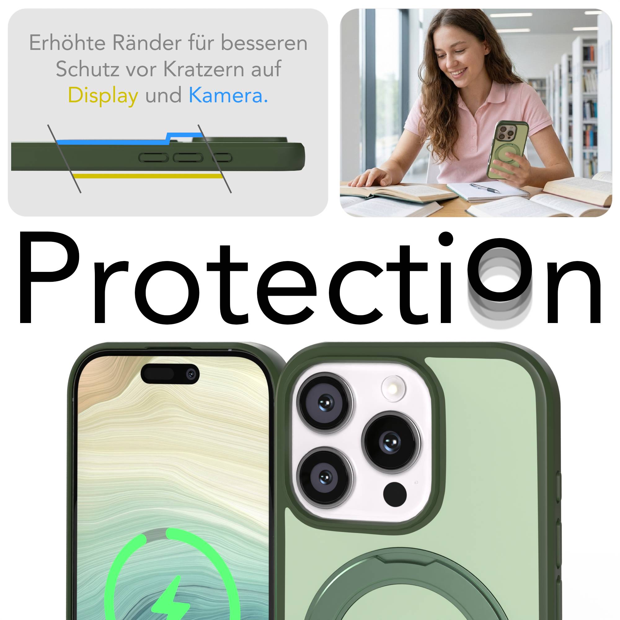 iPhone 16 Pro Bumper Hülle mit drehbarem Ring und MagSafe Funktion 