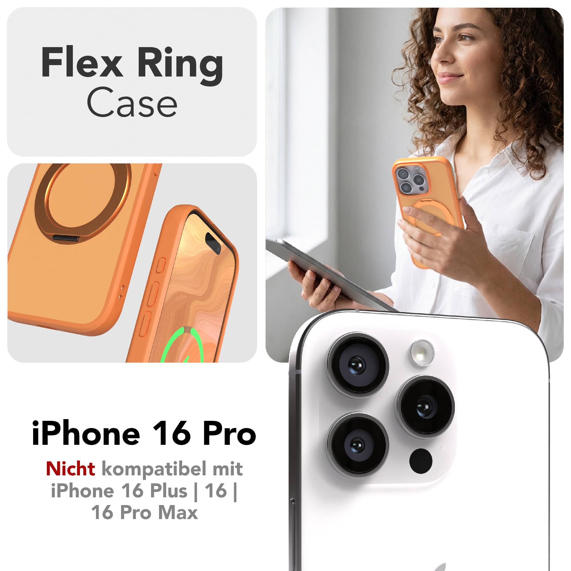 iPhone 16 Pro Bumper Hülle mit drehbarem Ring und MagSafe Funktion 