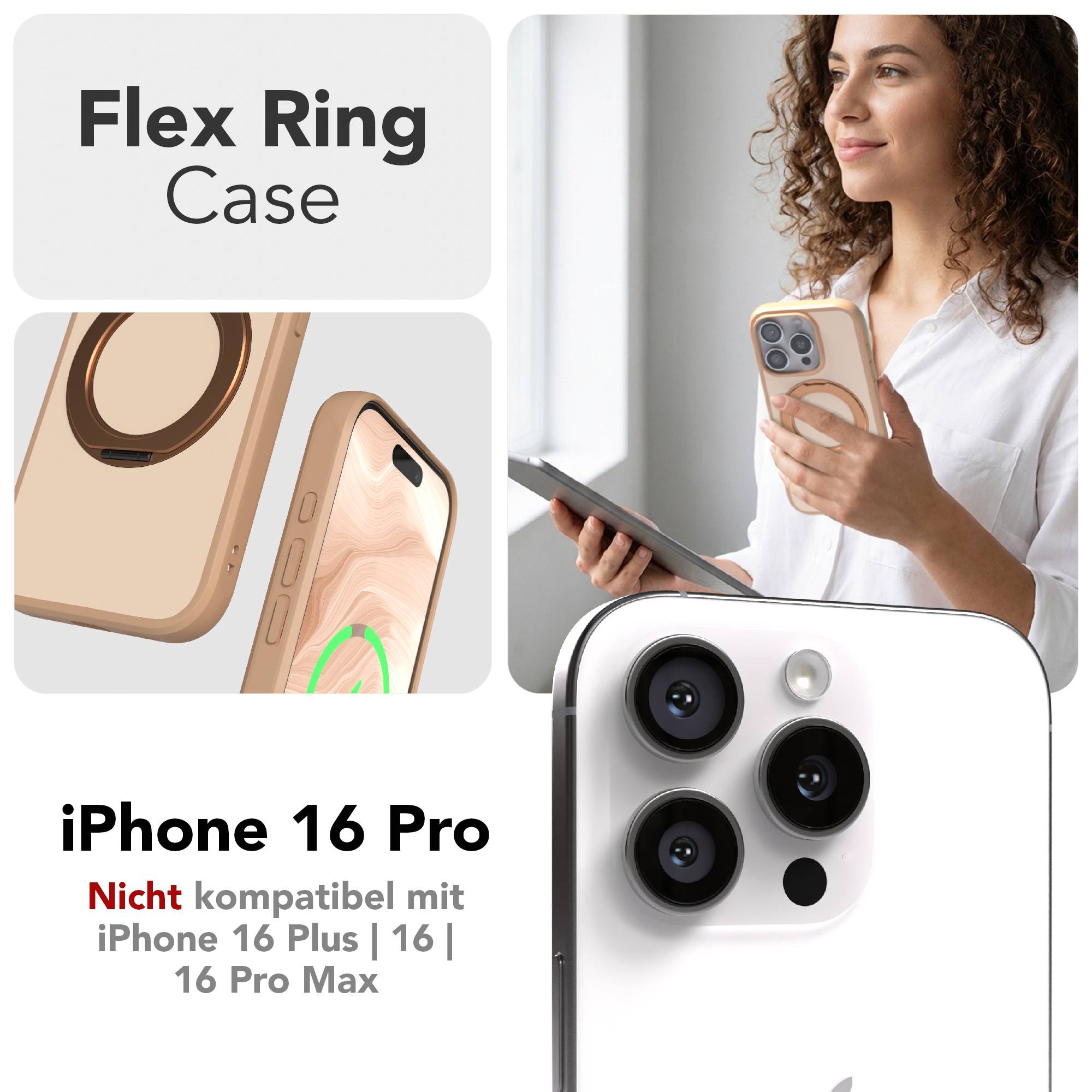 iPhone 16 Pro Bumper Hülle mit drehbarem Ring und MagSafe Funktion 