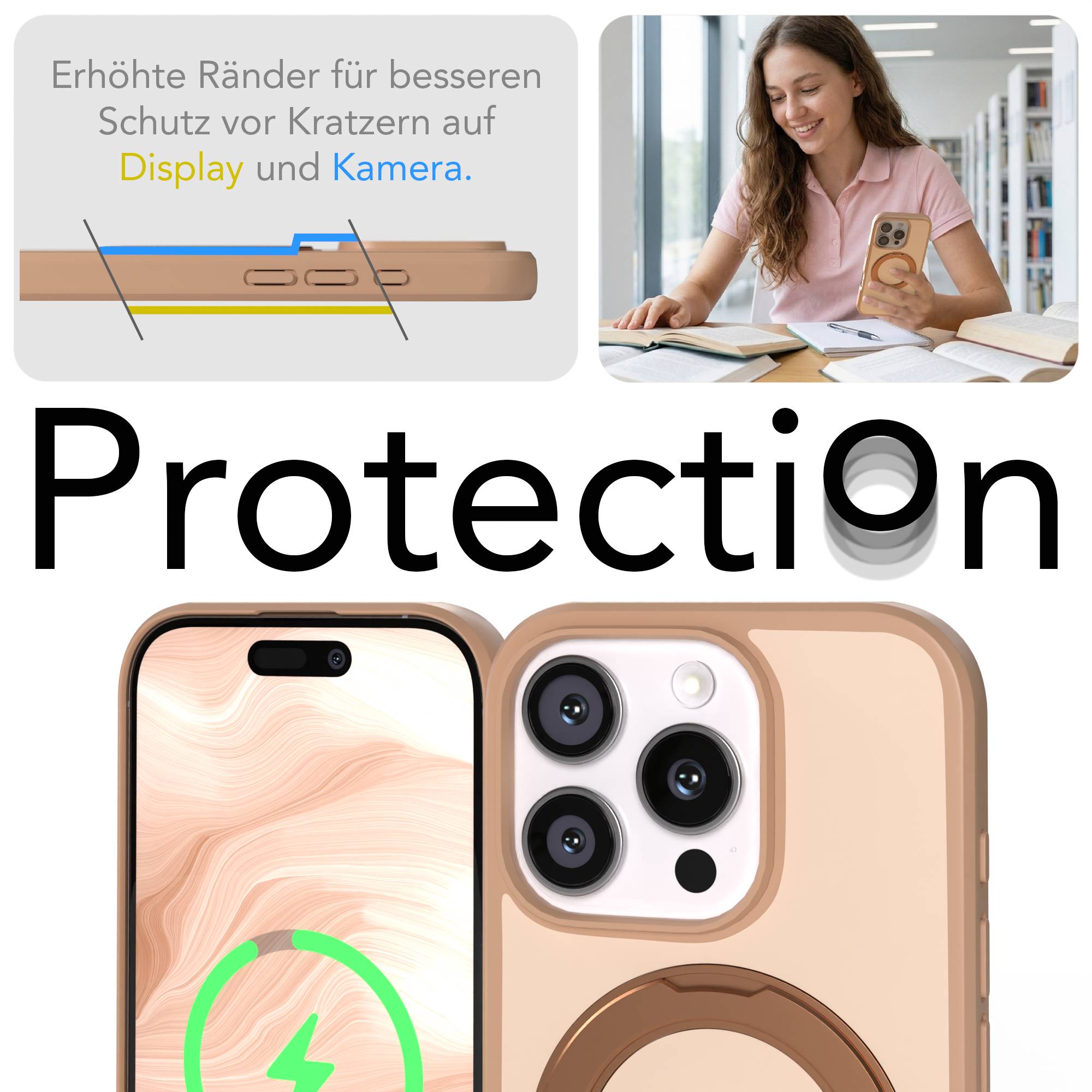 iPhone 16 Pro Bumper Hülle mit drehbarem Ring und MagSafe Funktion 