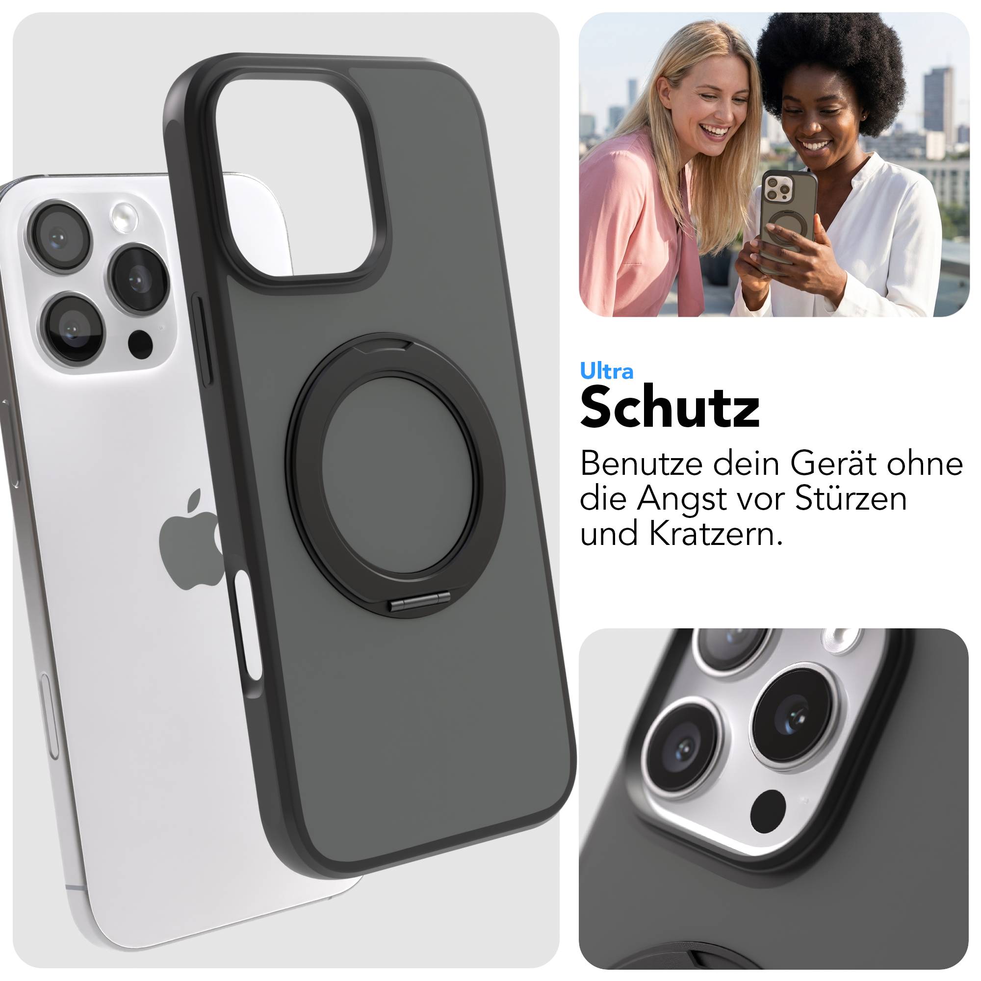 iPhone 16 Pro Max Bumper Hülle mit drehbarem Ring und MagSafe Funktion 
