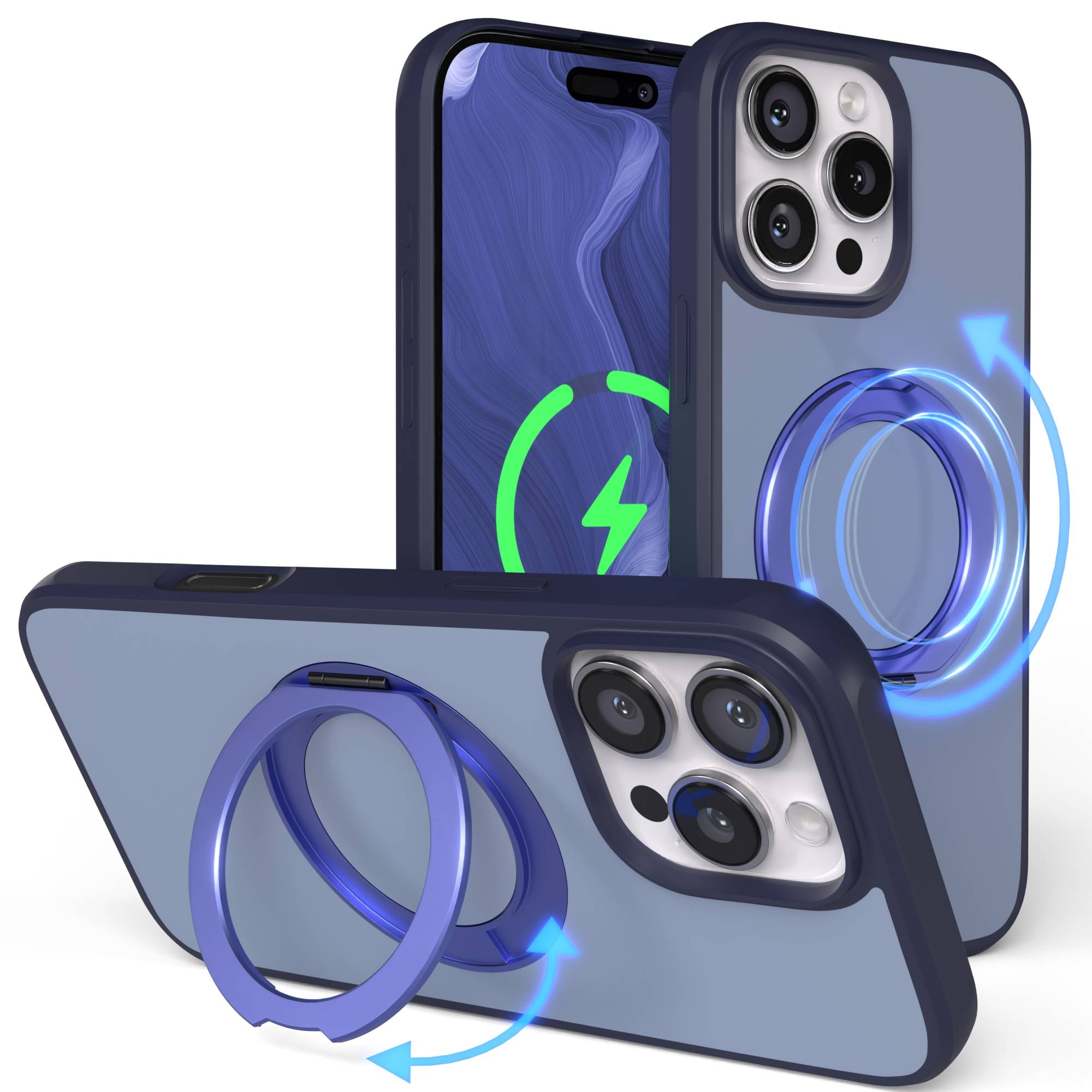 iPhone 16 Pro Max Bumper Hülle mit drehbarem Ring und MagSafe Funktion 