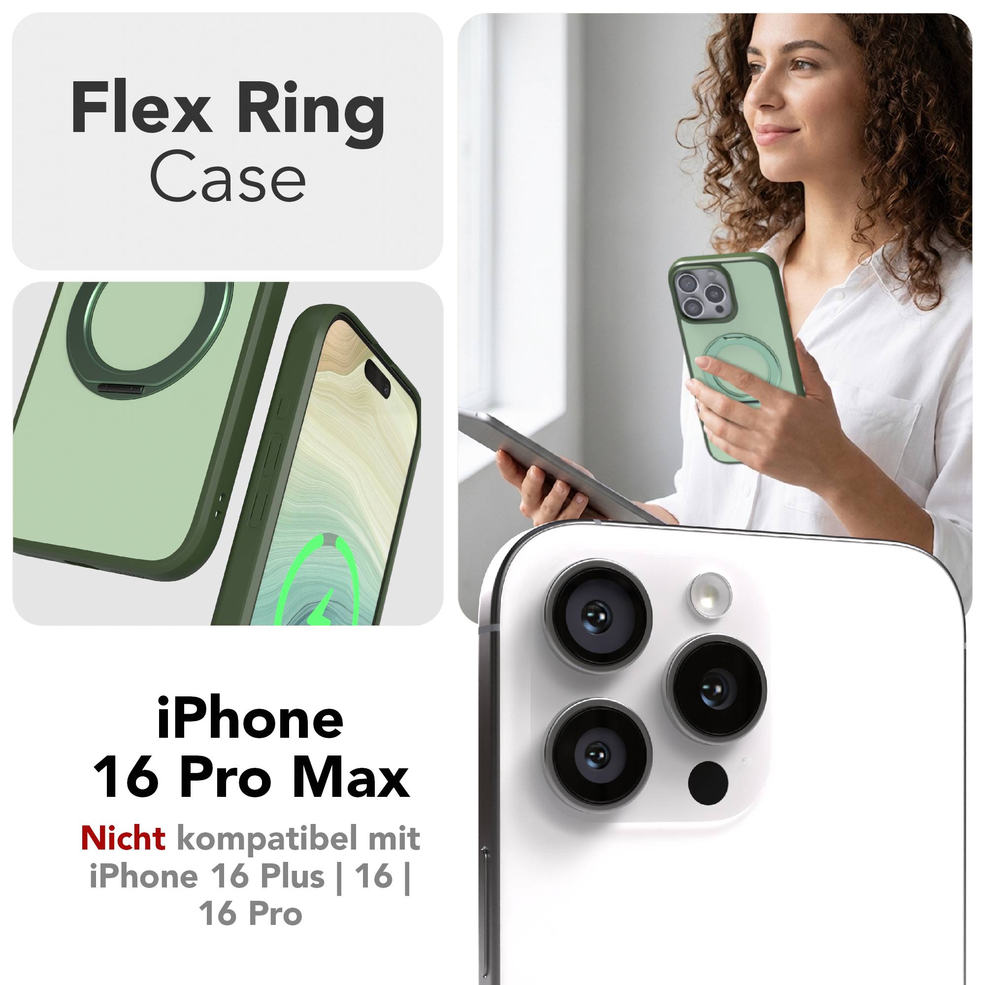 iPhone 16 Pro Max Bumper Hülle mit drehbarem Ring und MagSafe Funktion 