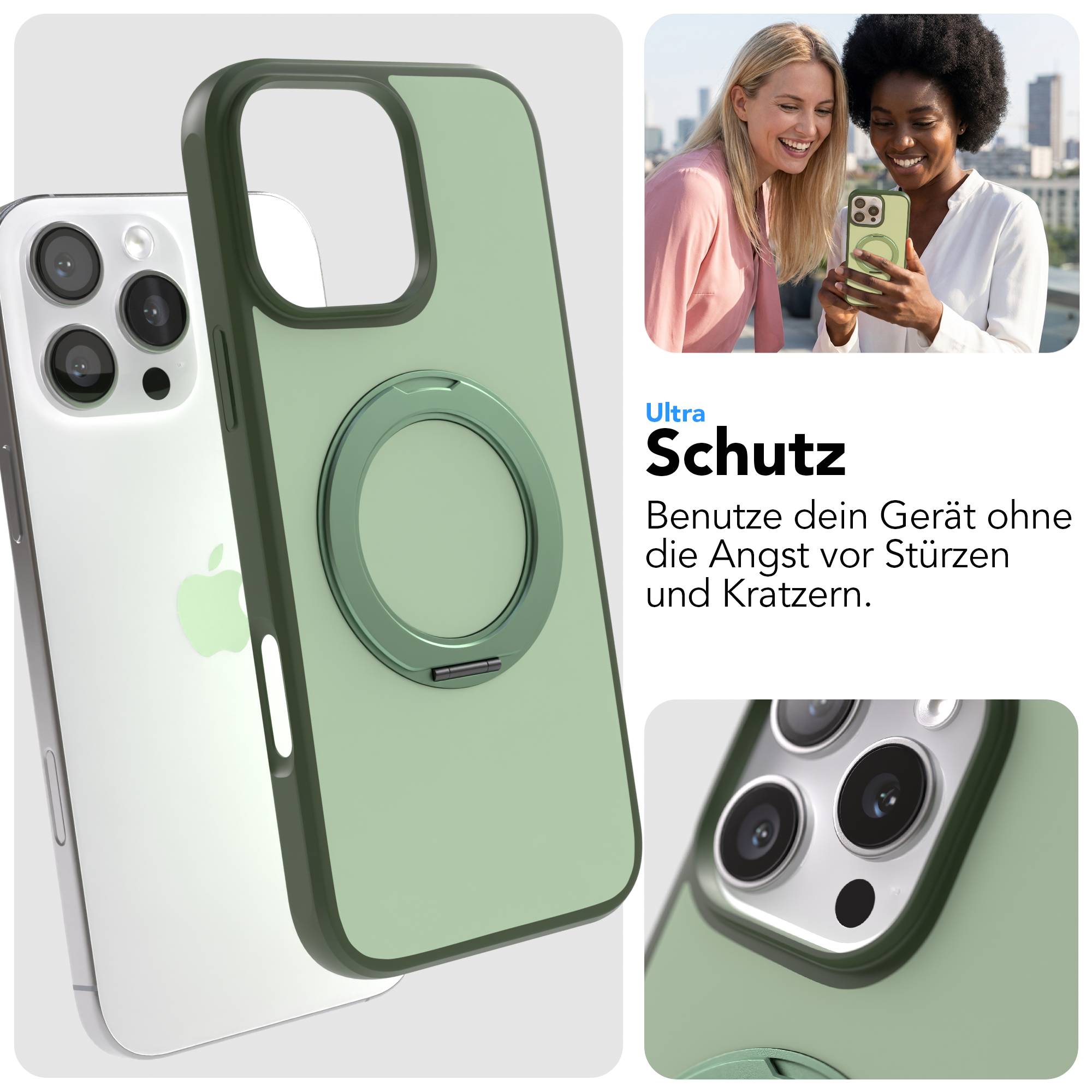 iPhone 16 Pro Max Bumper Hülle mit drehbarem Ring und MagSafe Funktion 