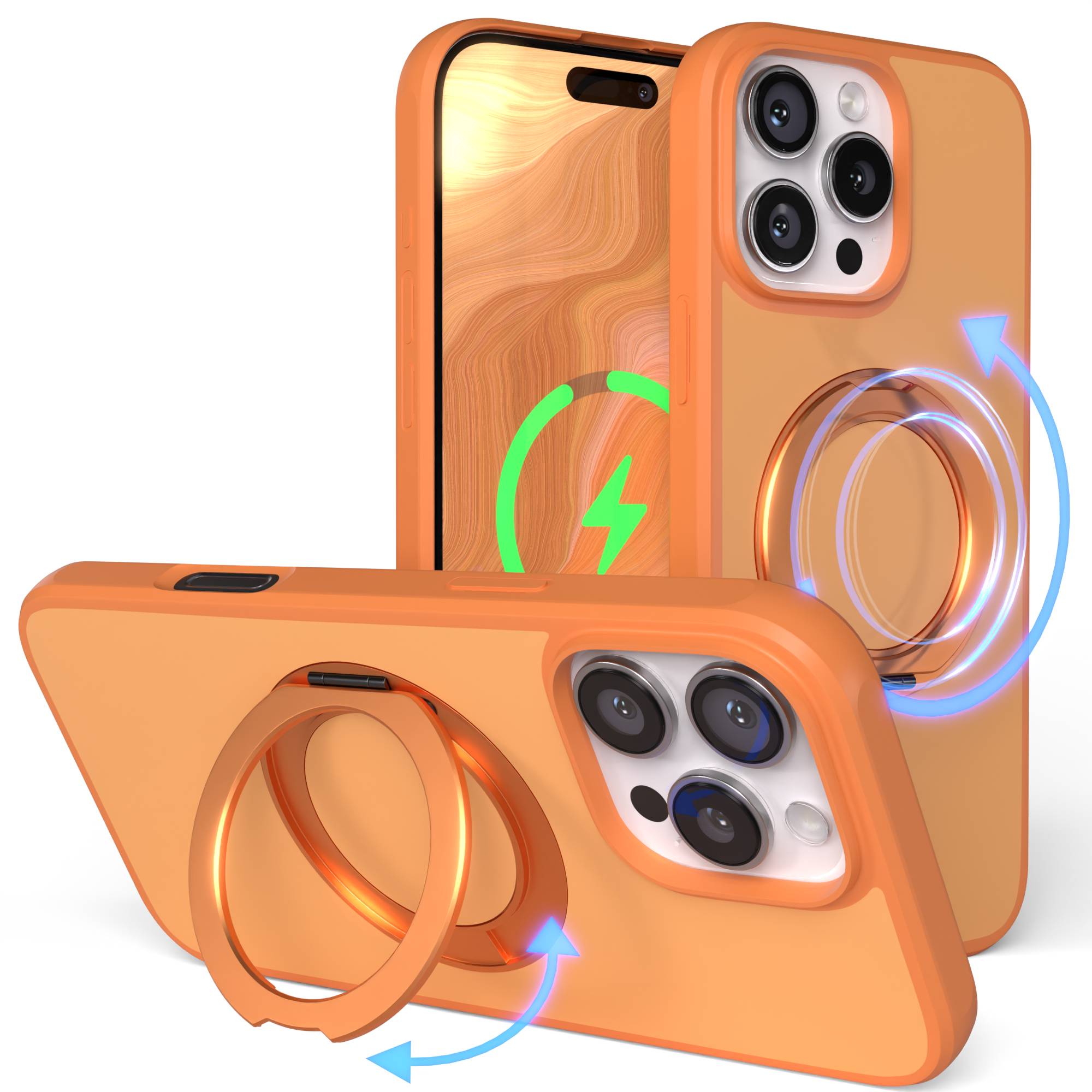 iPhone 16 Pro Max Bumper Hülle mit drehbarem Ring und MagSafe Funktion 