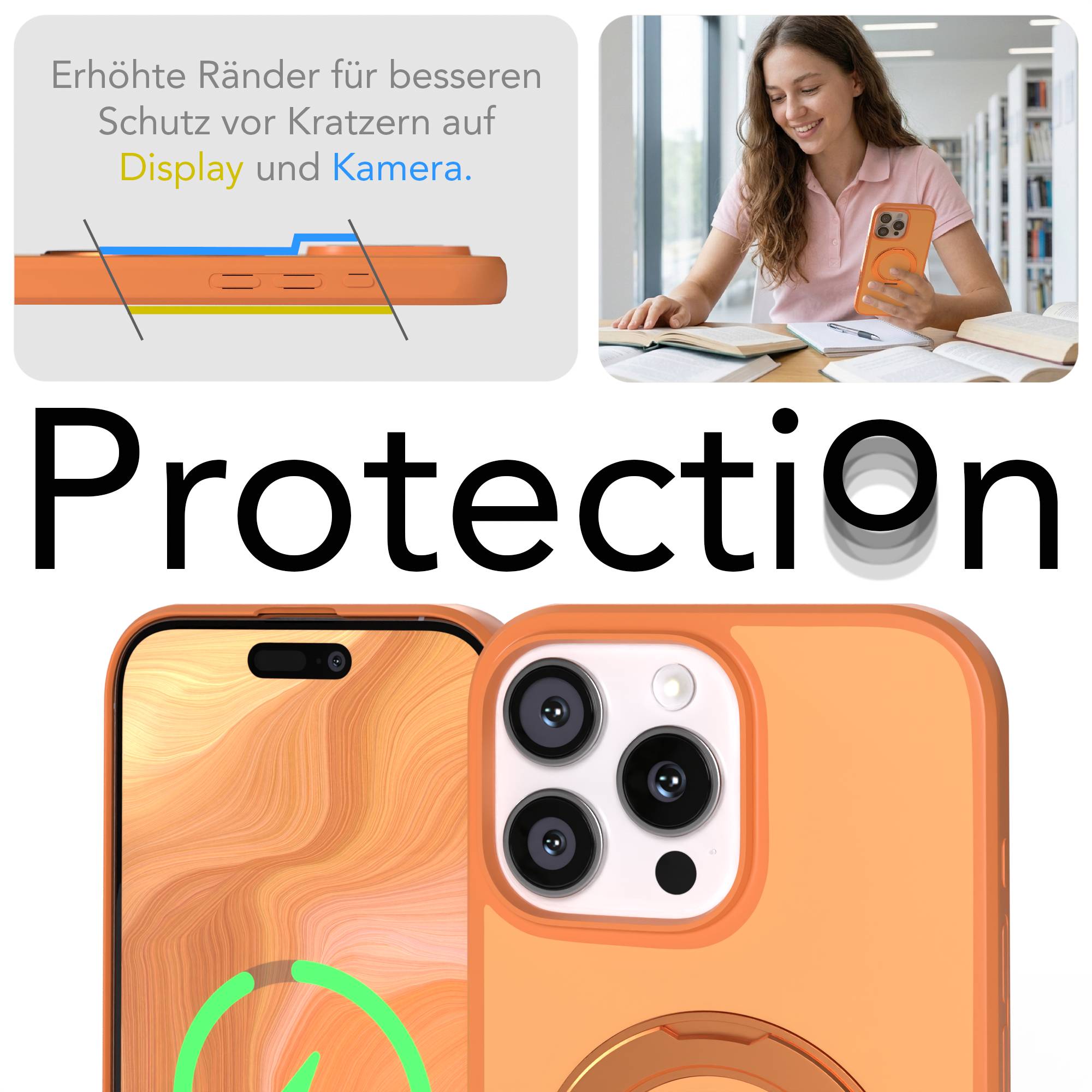 iPhone 16 Pro Max Bumper Hülle mit drehbarem Ring und MagSafe Funktion 
