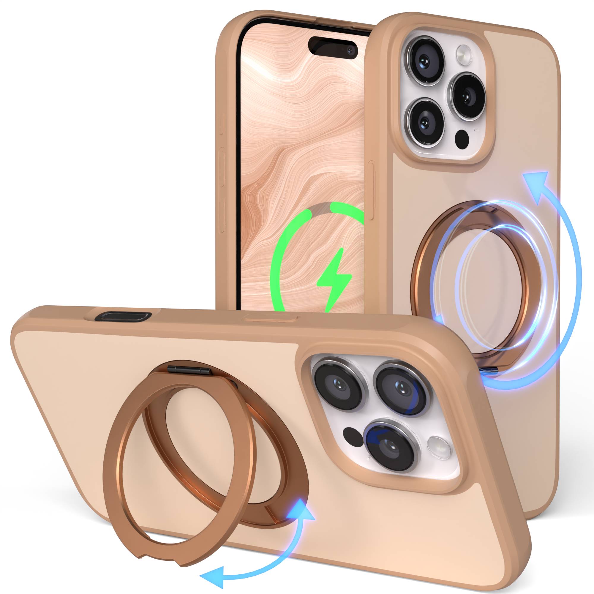 iPhone 16 Pro Max Bumper Hülle mit drehbarem Ring und MagSafe Funktion 