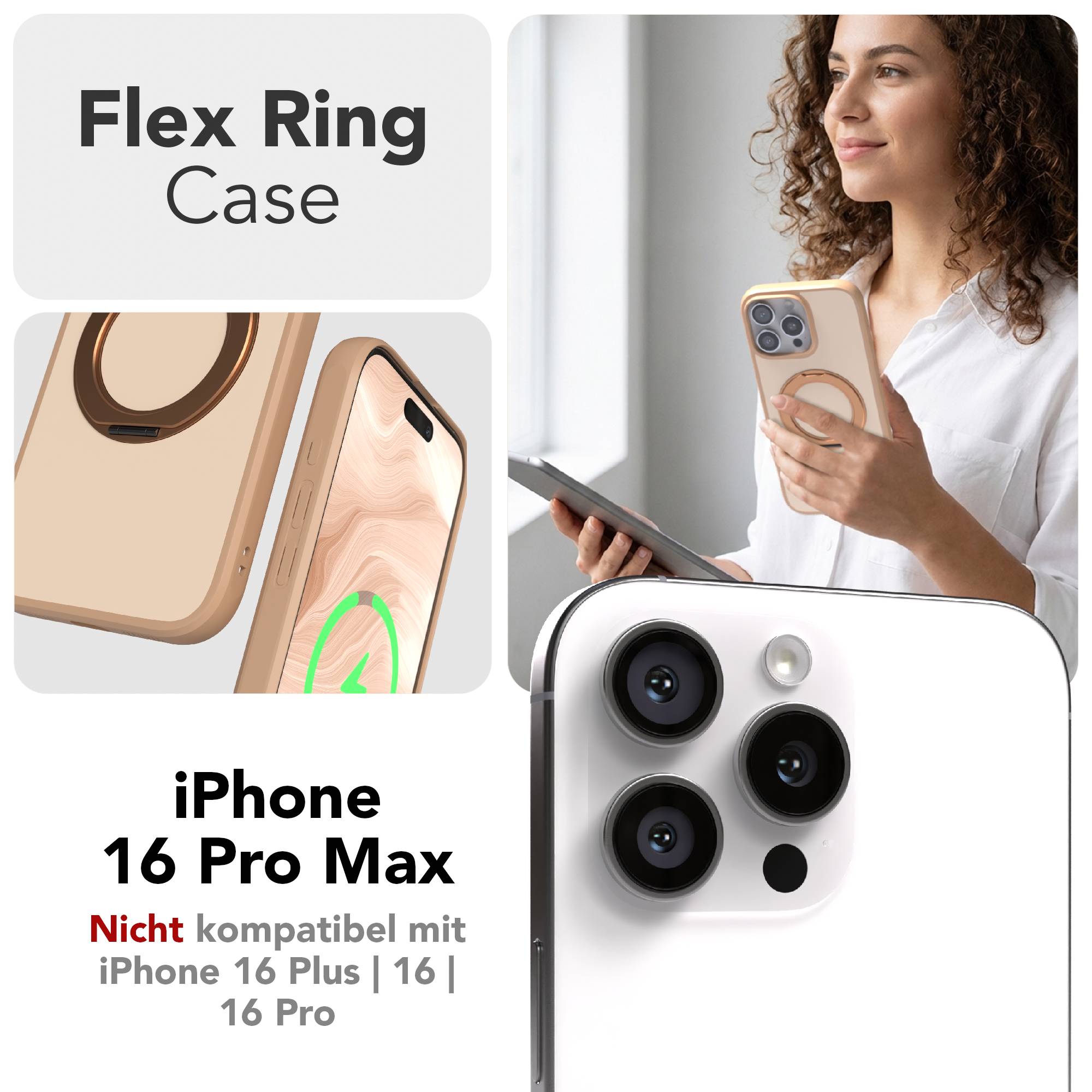 iPhone 16 Pro Max Bumper Hülle mit drehbarem Ring und MagSafe Funktion 