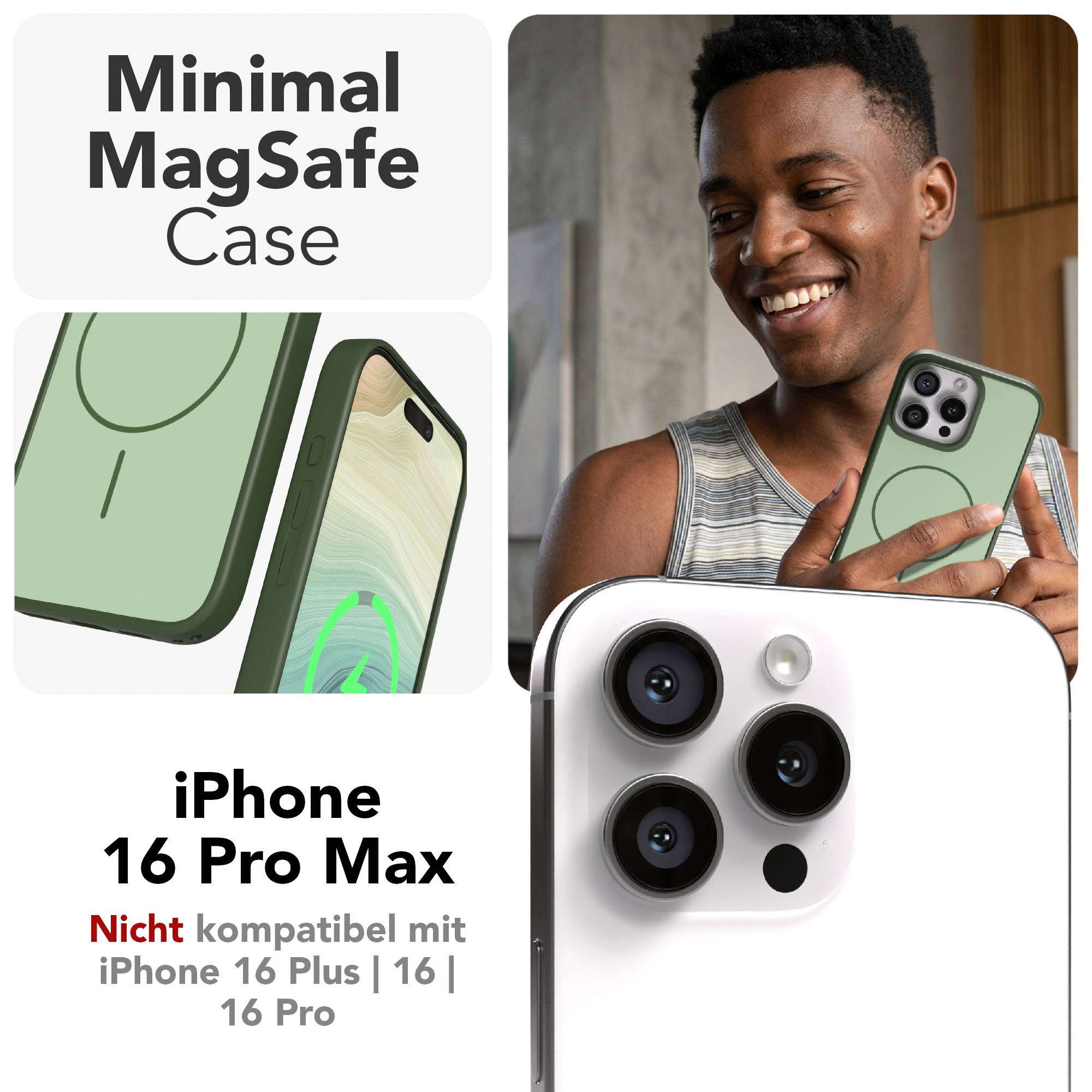 iPhone 16 Pro Max Bumper Hülle mit MagSafe Magnetring 